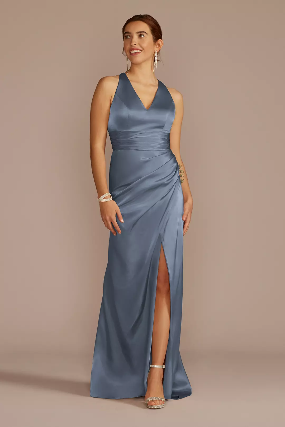 Charmeuse Dress with Crisscross Back - Image 60