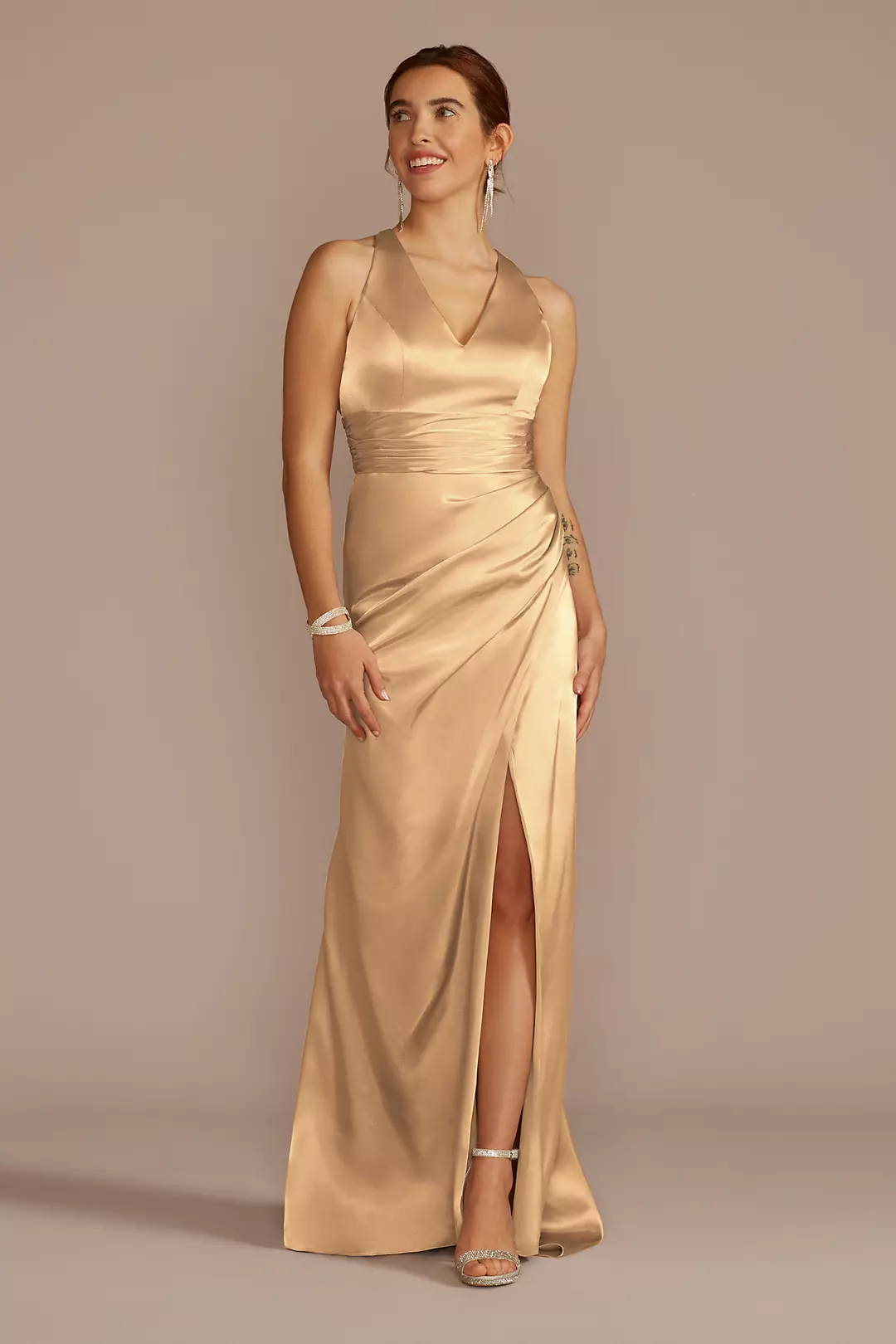 Charmeuse Dress with Crisscross Back - Image 63