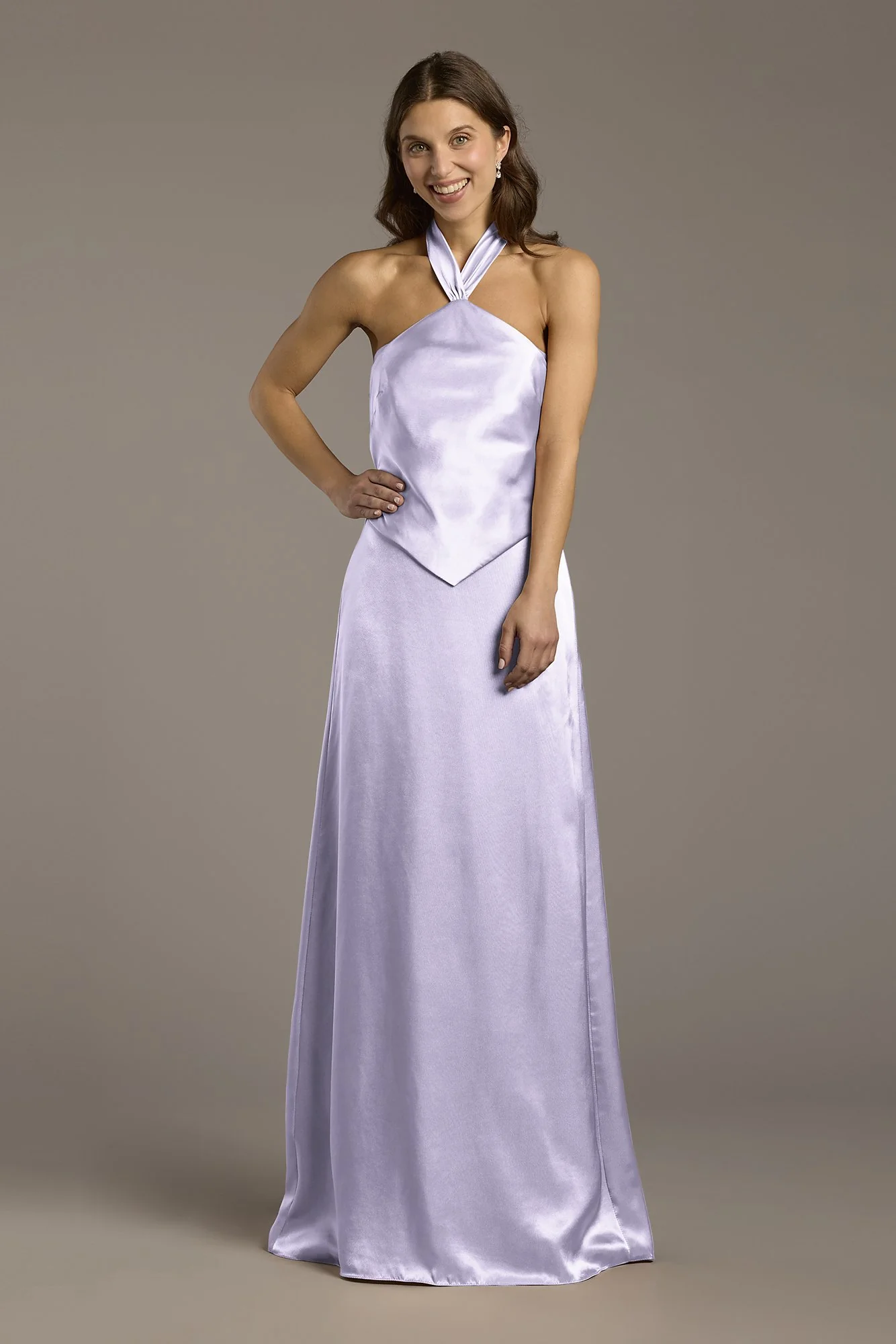 Charmeuse Halter Faux Two-Piece A-Line Dress - Image 51
