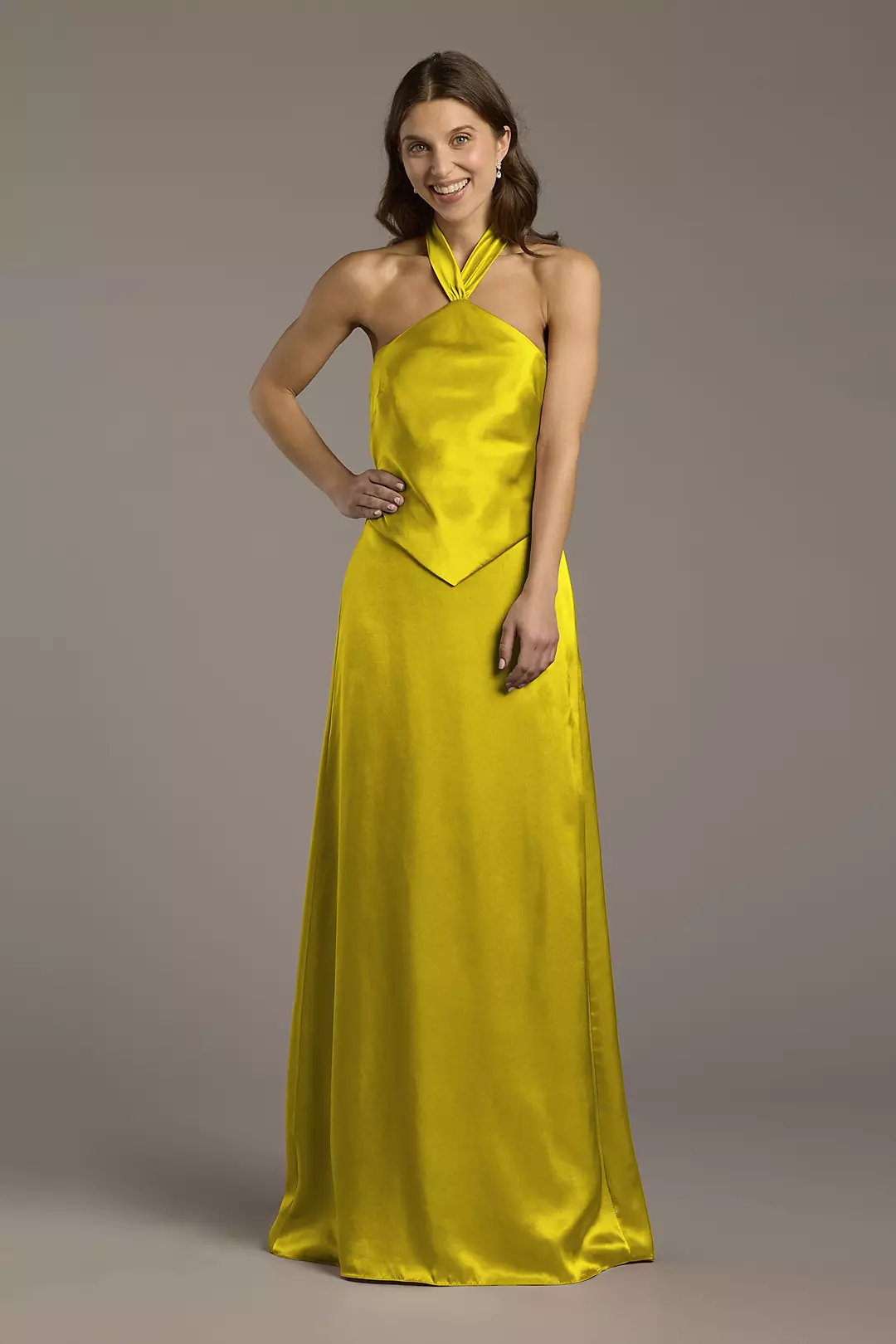 Charmeuse Halter Faux Two-Piece A-Line Dress - Image 76
