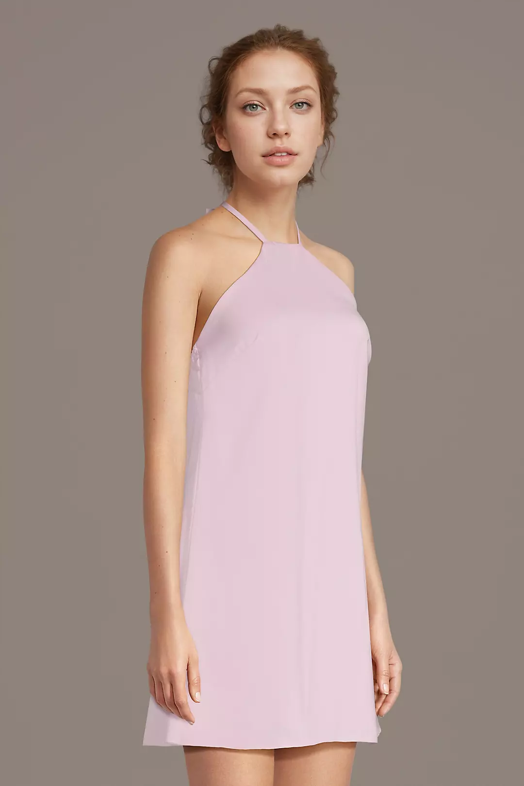 Charmeuse Halter Trapeze Mini Dress - Image 3