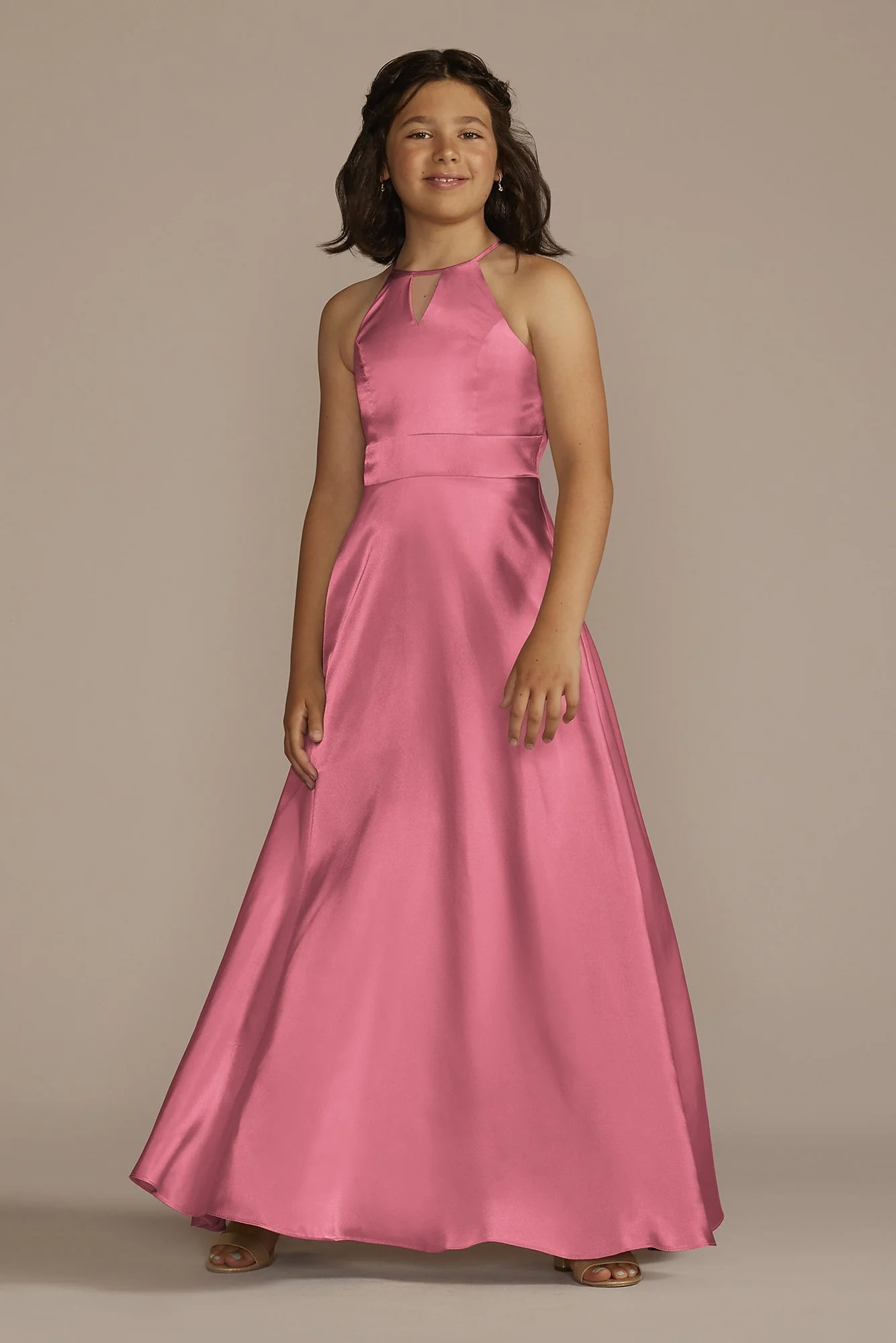Charmeuse High-Neck Junior Bridesmaid Dress - Image 6