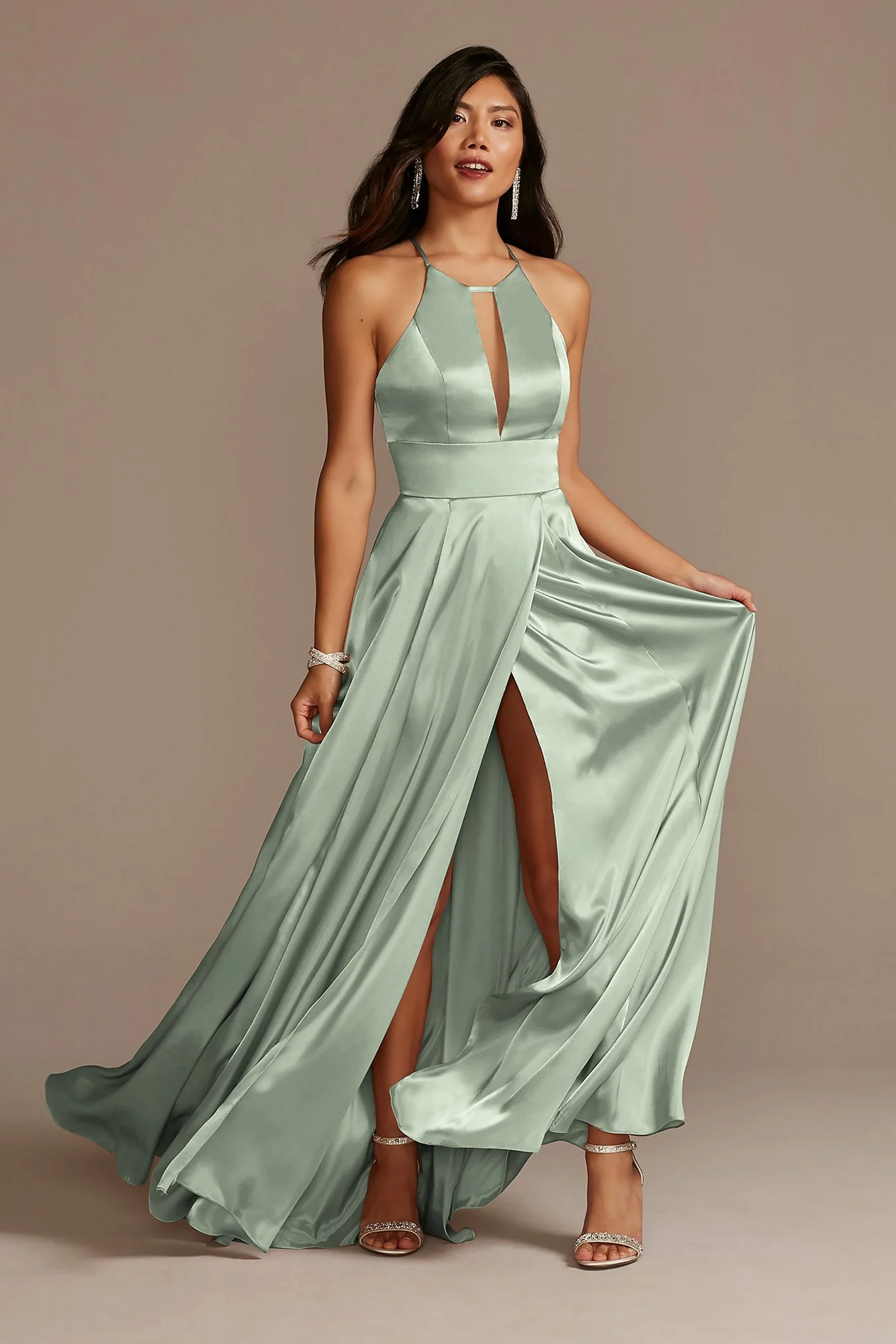 Charmeuse Keyhole Crisscross Back Dress - Image 10
