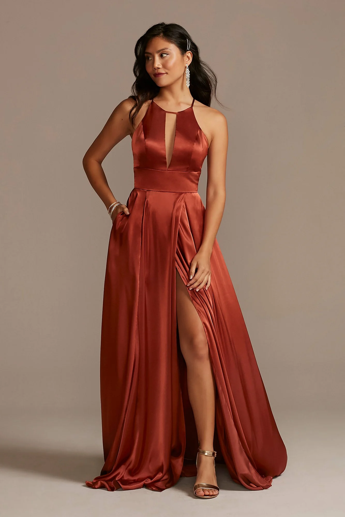 Charmeuse Keyhole Crisscross Back Dress - Image 11