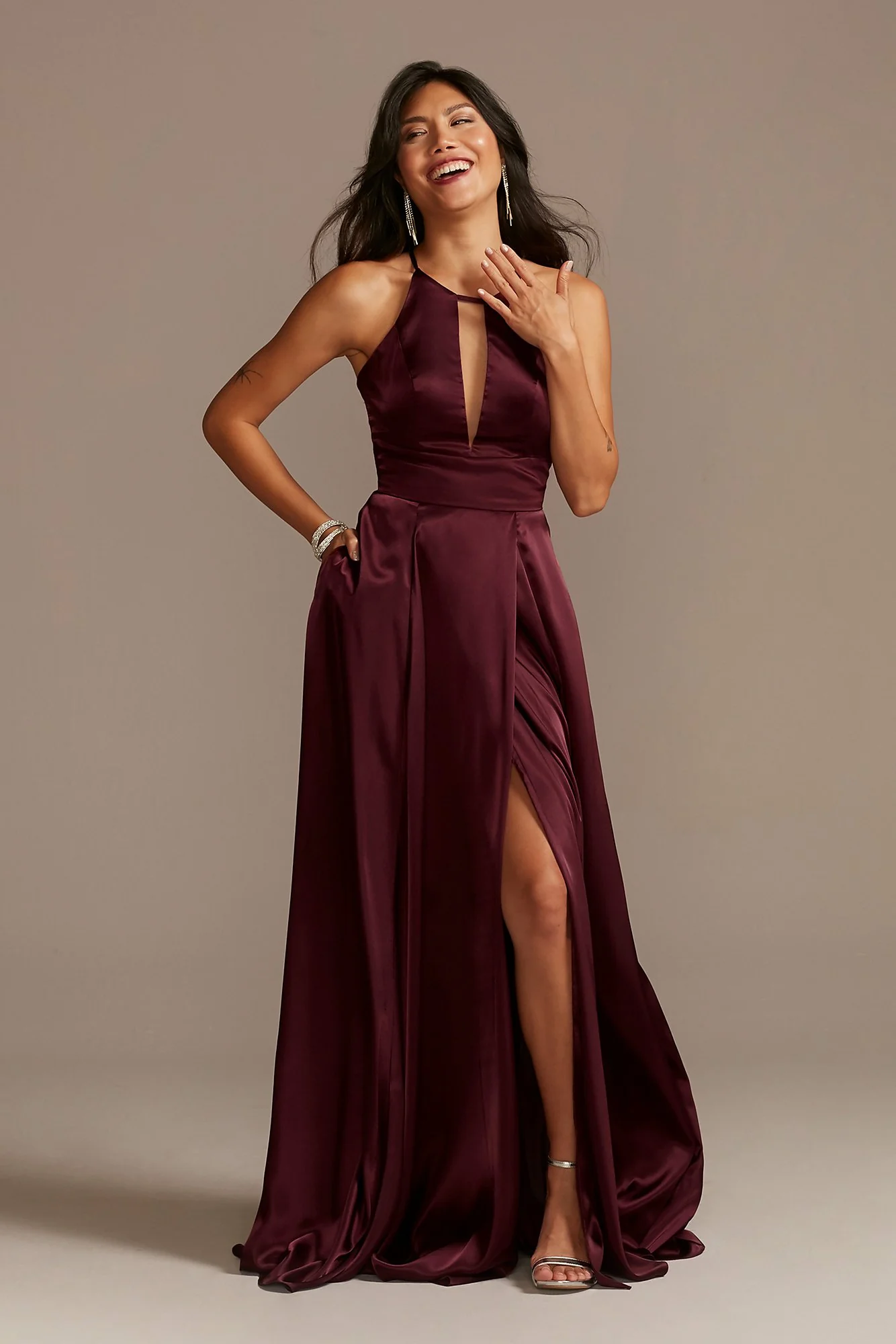 Charmeuse Keyhole Crisscross Back Dress - Image 14