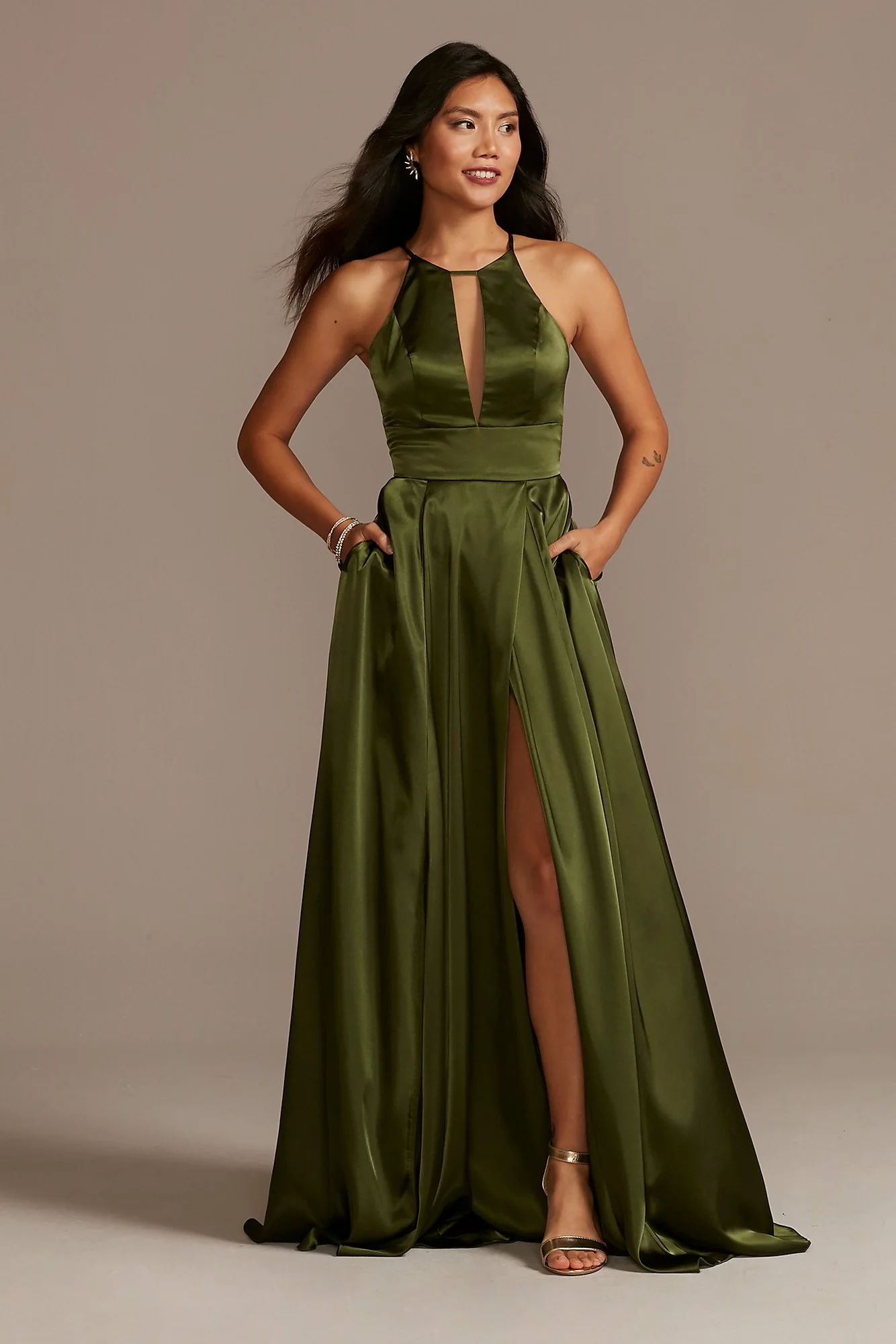 Charmeuse Keyhole Crisscross Back Dress - Image 4