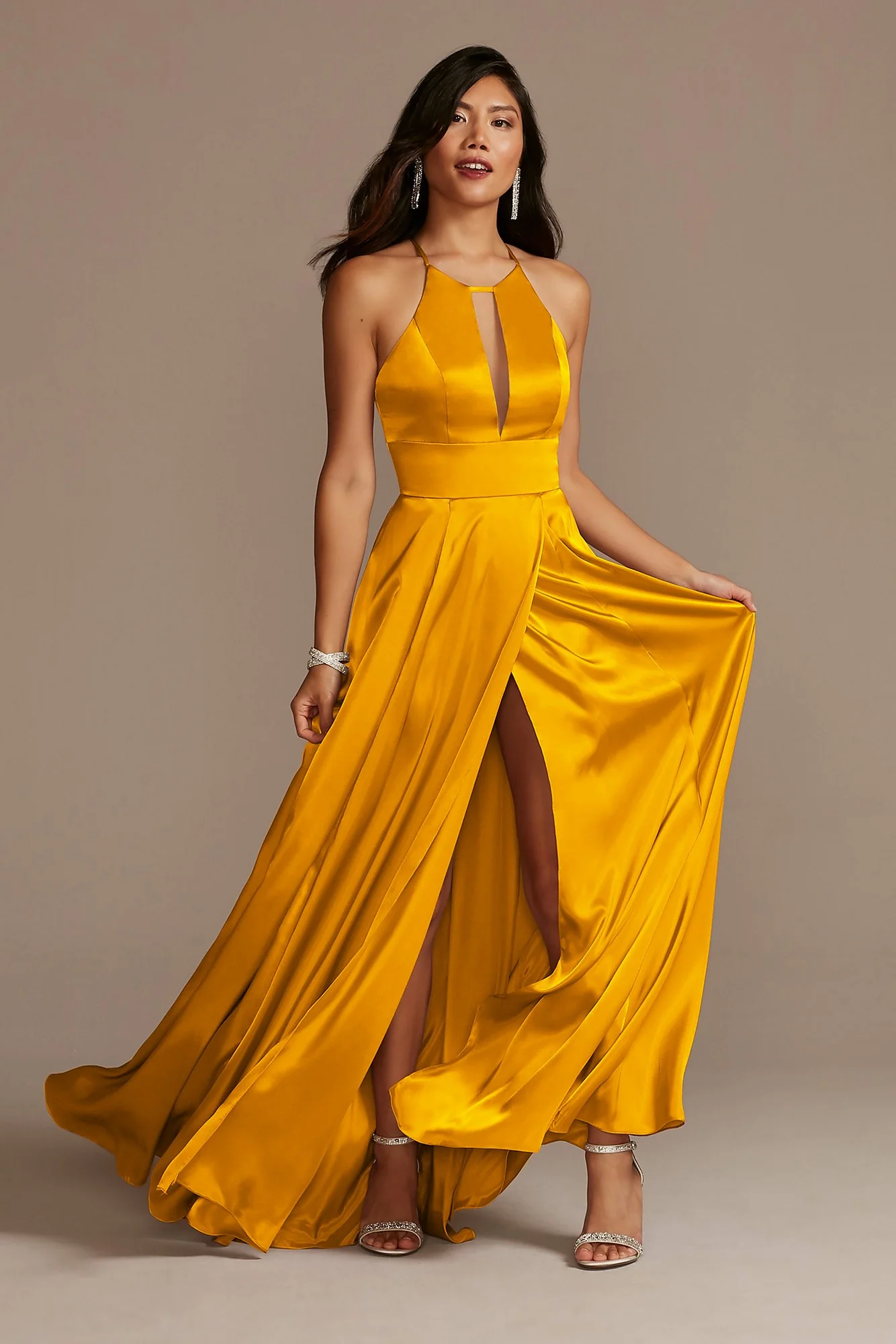 Charmeuse Keyhole Crisscross Back Dress - Image 47