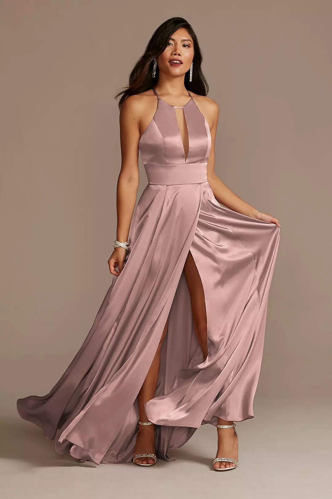 Charmeuse Keyhole Crisscross Back Dress - Image 52
