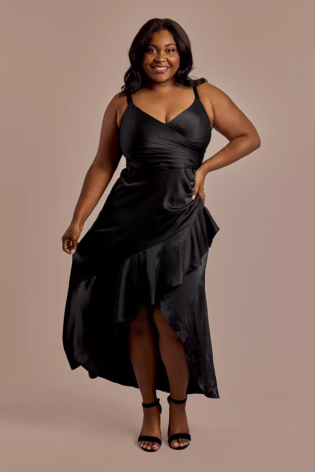 Charmeuse Midi Dress with Ruffle - Image 4