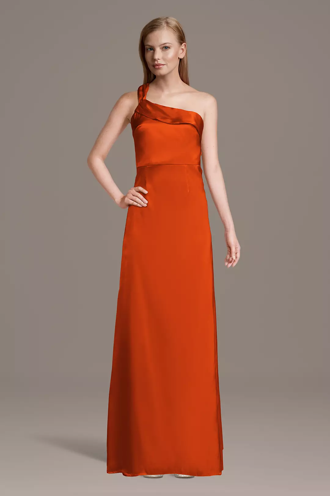 Charmeuse One-Shoulder Sheath Dress with Streamer - Image 11
