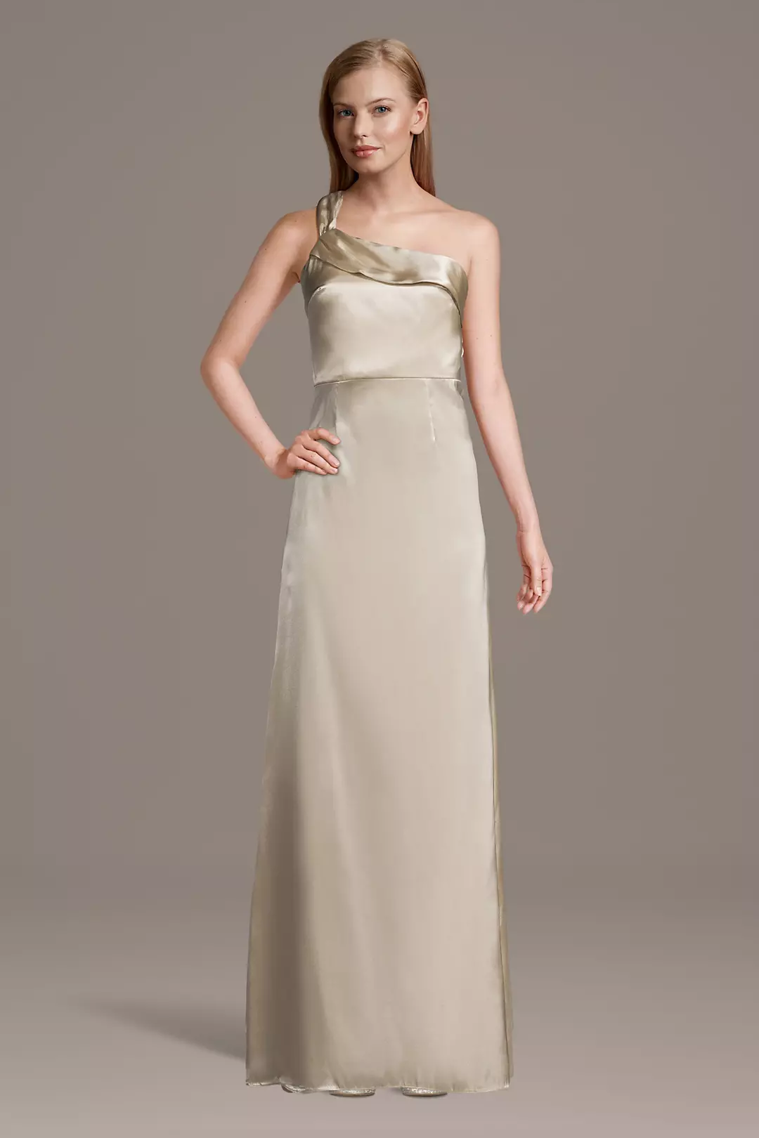 Charmeuse One-Shoulder Sheath Dress with Streamer - Image 12