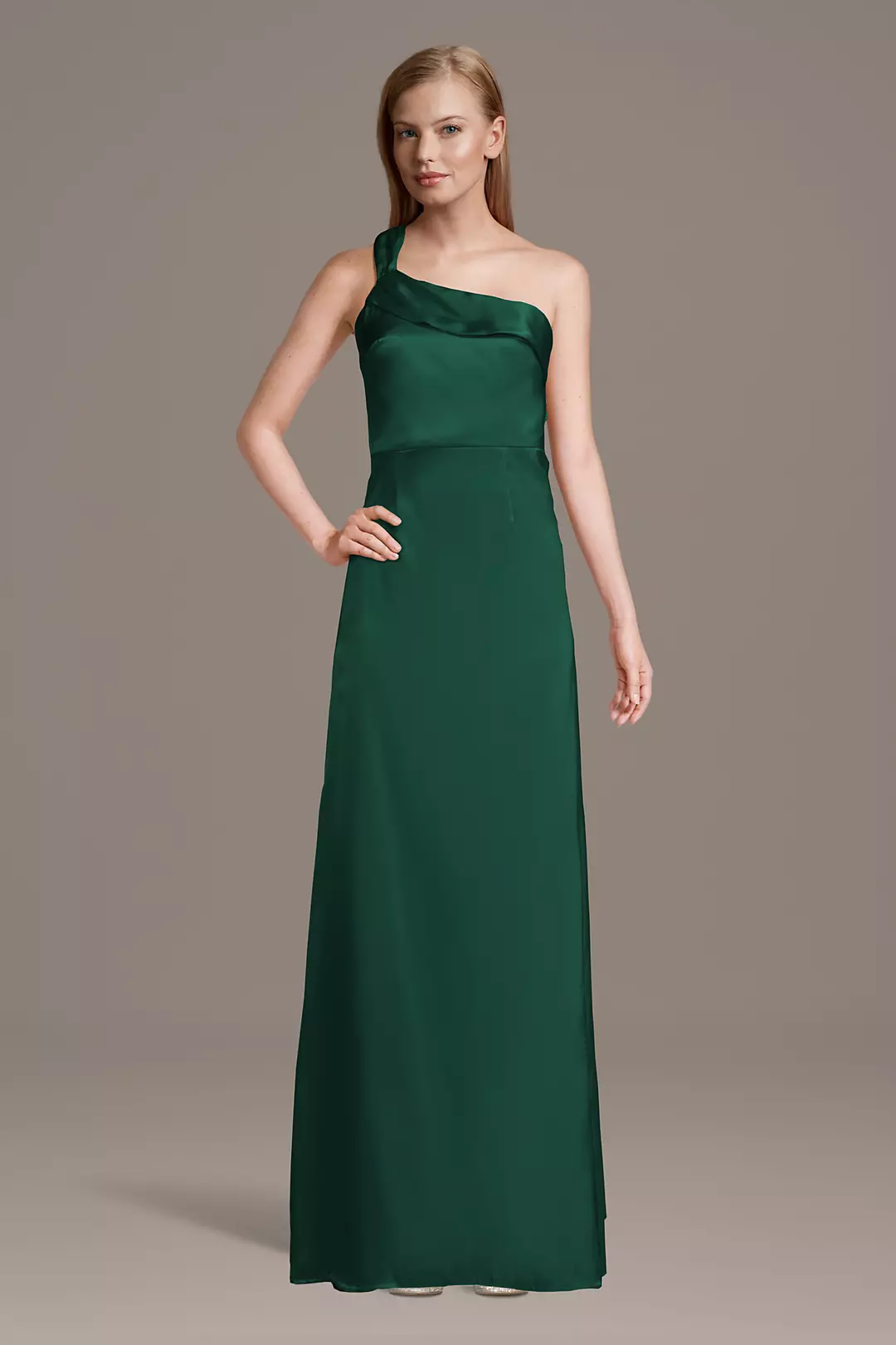 Charmeuse One-Shoulder Sheath Dress with Streamer - Image 8