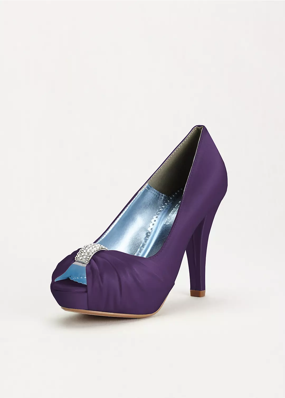 Charmeuse Pleated Peep Toe with Crystal Ornament - Image 3