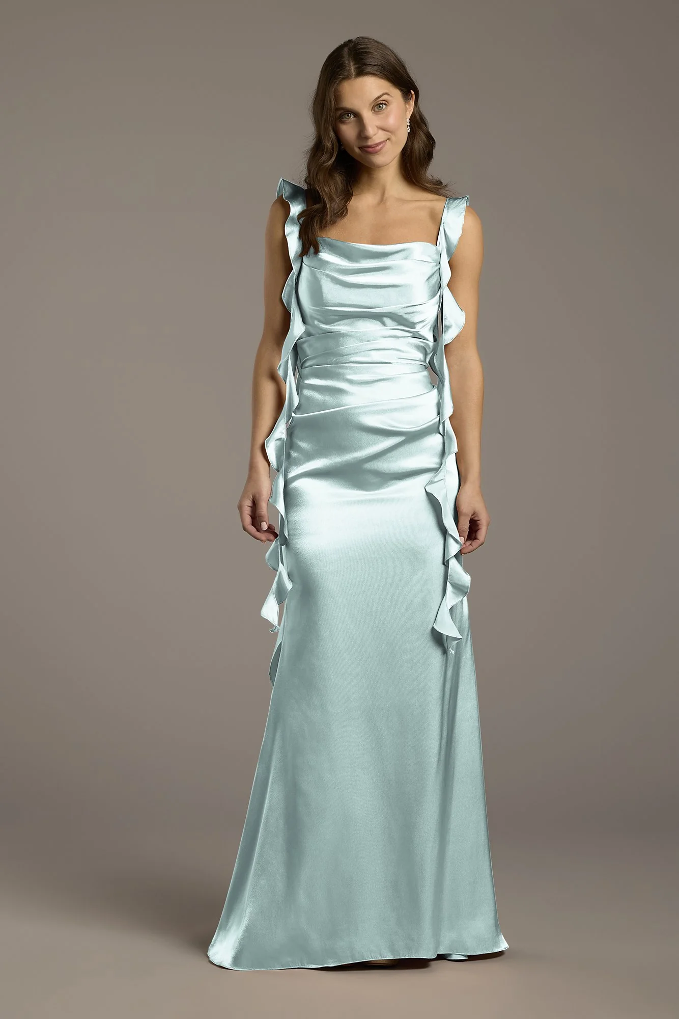 Charmeuse Ruffle Cascade Sheath Dress - Image 10