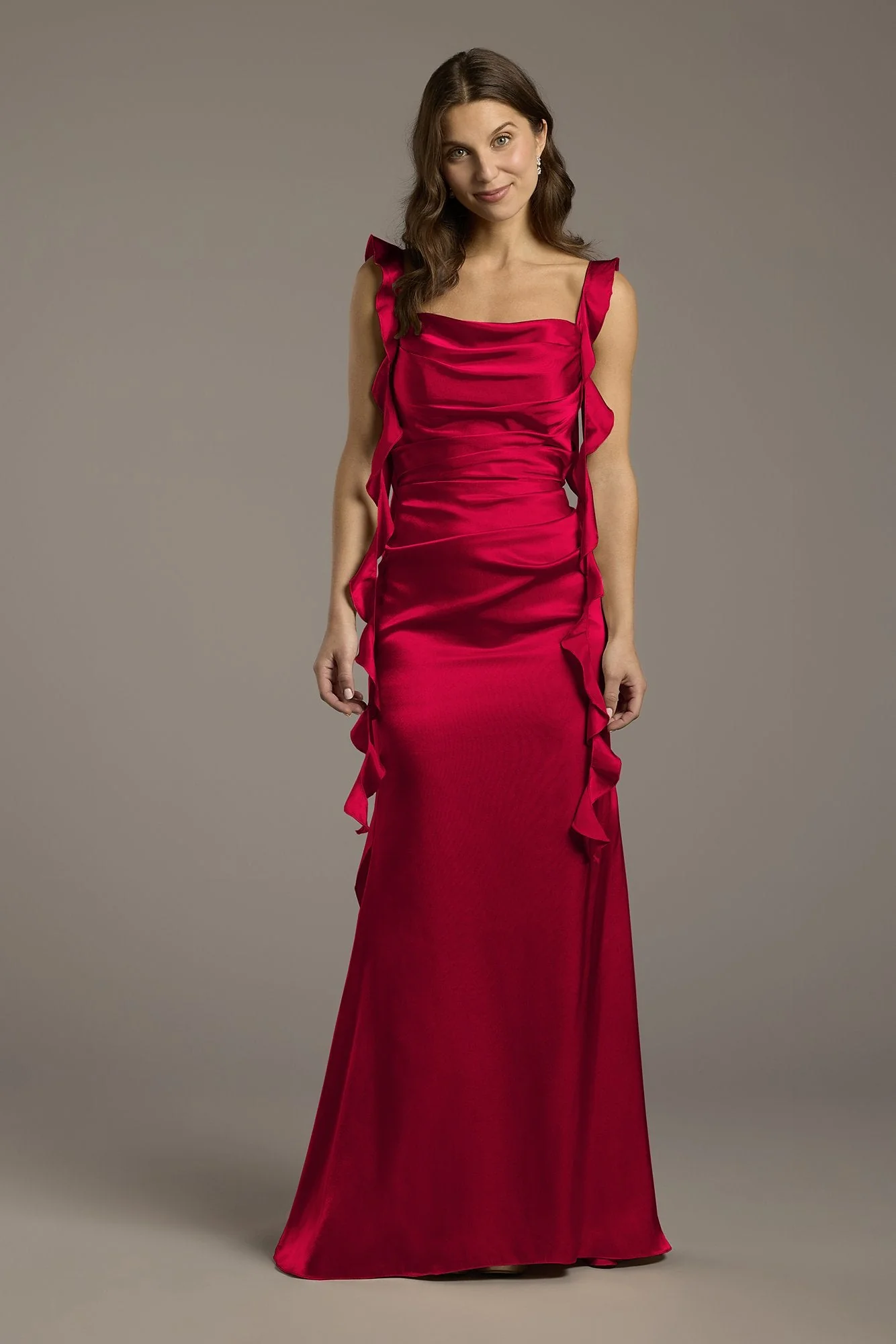 Charmeuse Ruffle Cascade Sheath Dress - Image 53