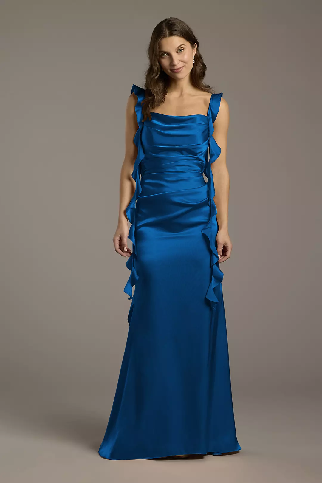 Charmeuse Ruffle Cascade Sheath Dress - Image 57
