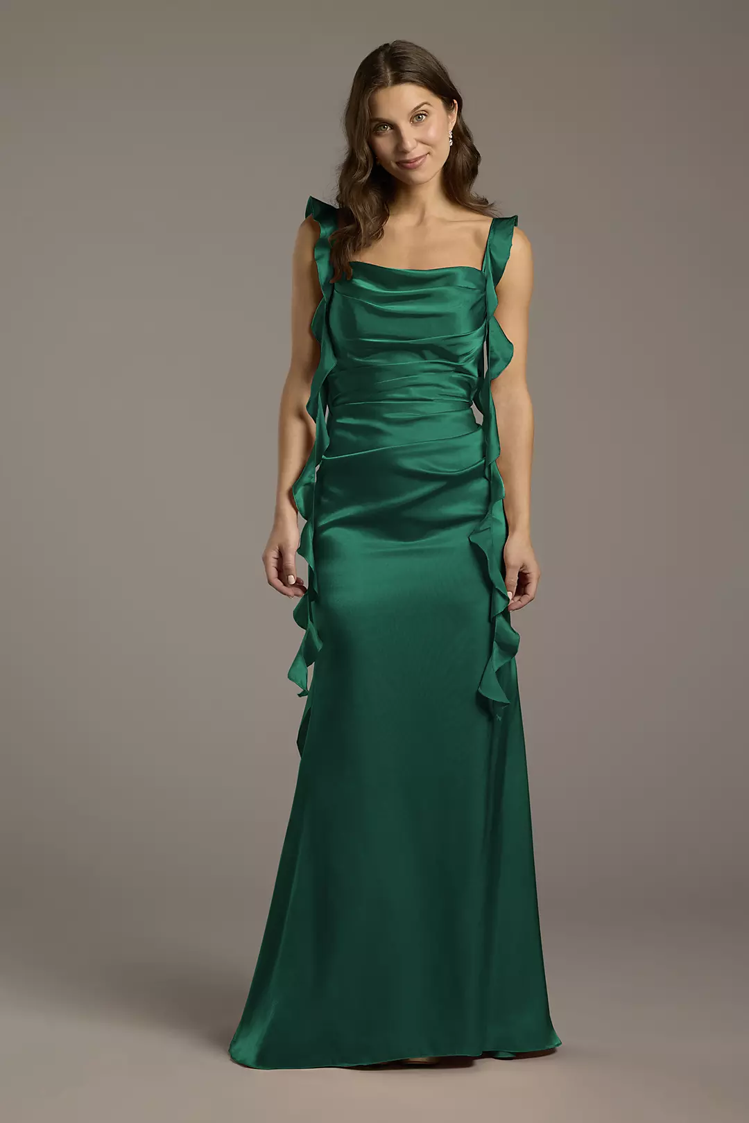 Charmeuse Ruffle Cascade Sheath Dress - Image 61