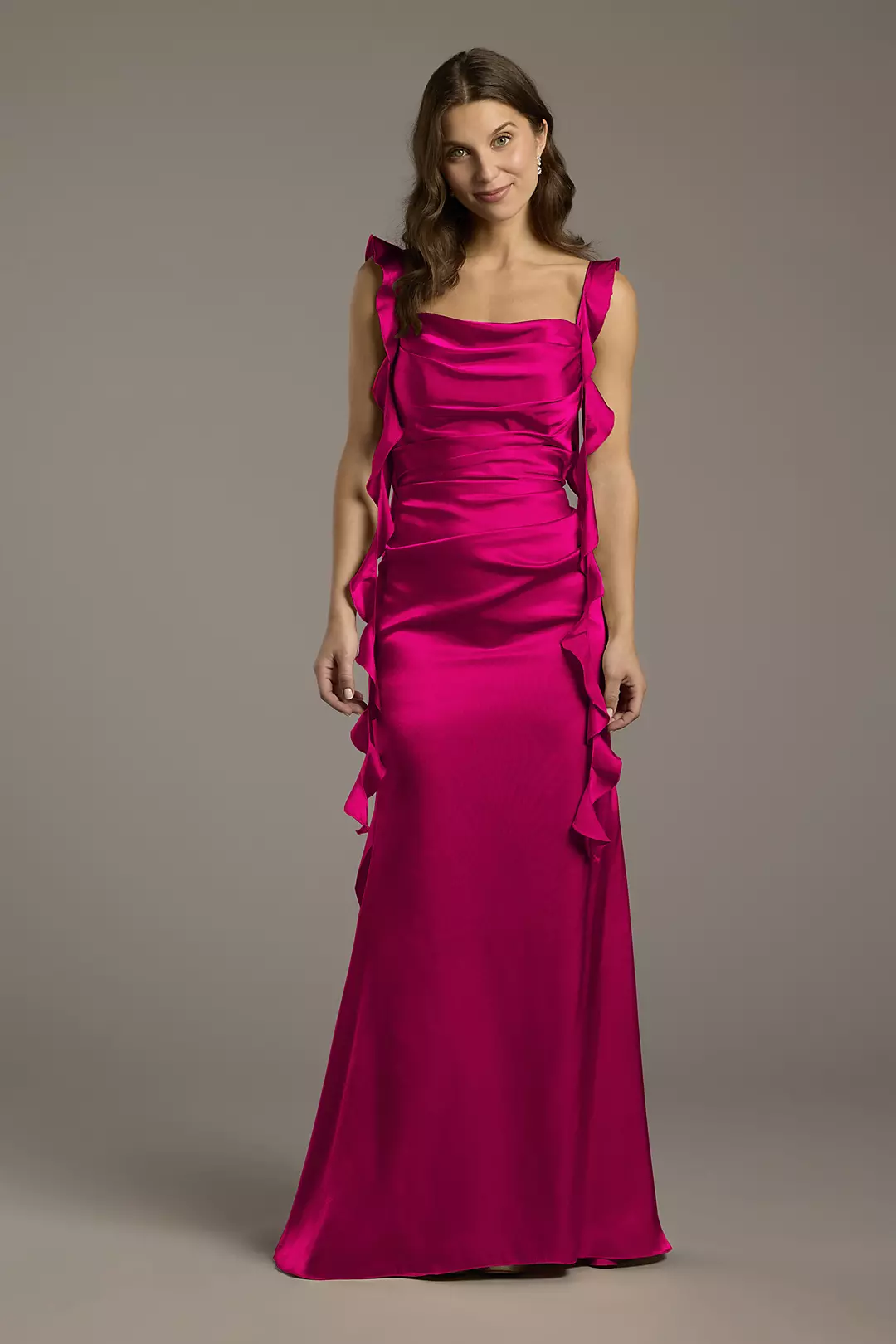 Charmeuse Ruffle Cascade Sheath Dress - Image 71