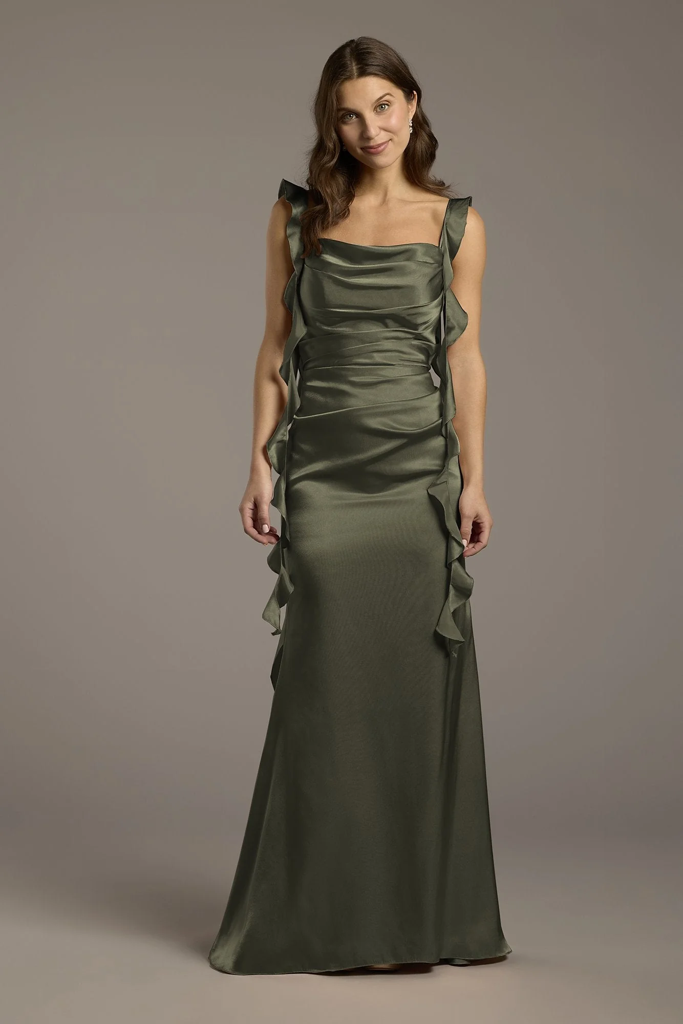 Charmeuse Ruffle Cascade Sheath Dress - Image 74
