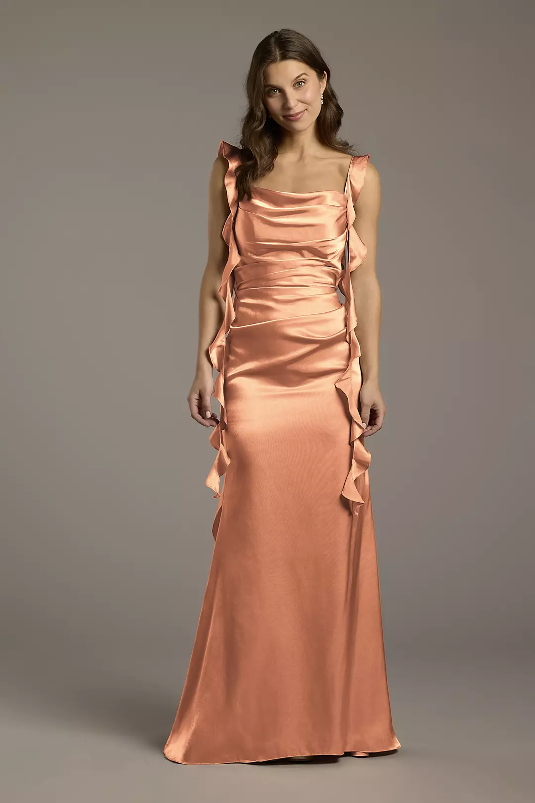 Charmeuse Ruffle Cascade Sheath Dress - Image 81
