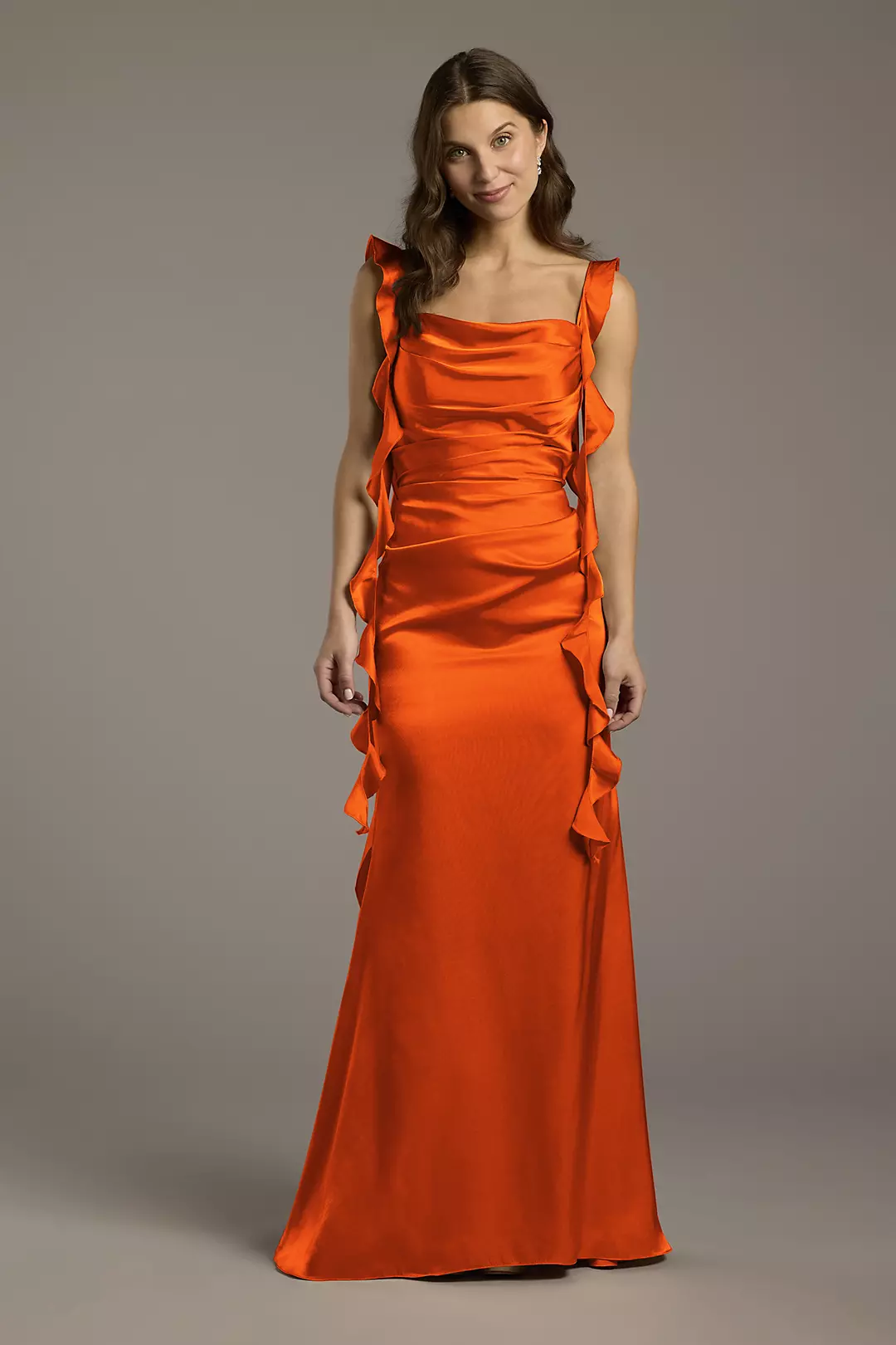 Charmeuse Ruffle Cascade Sheath Dress - Image 83