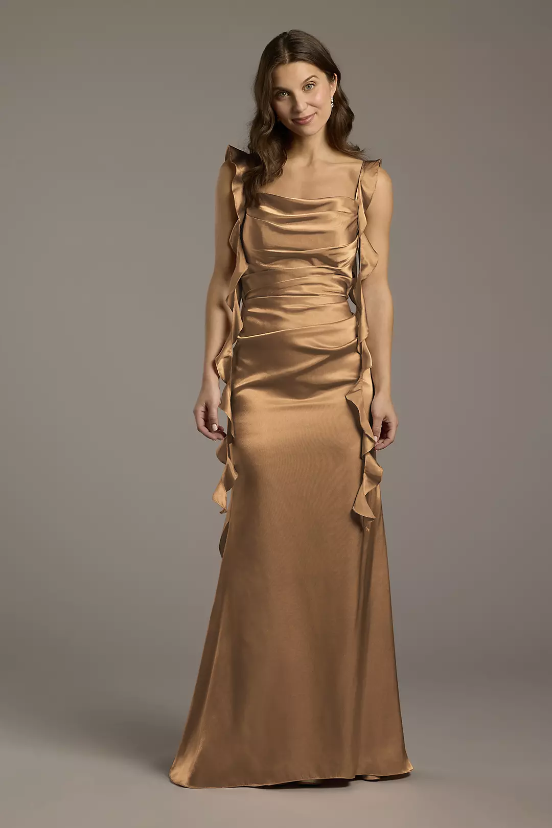 Charmeuse Ruffle Cascade Sheath Dress - Image 85