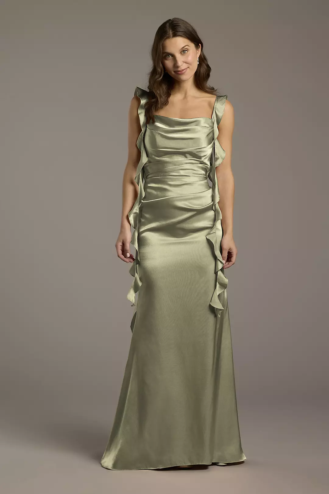 Charmeuse Ruffle Cascade Sheath Dress - Image 88