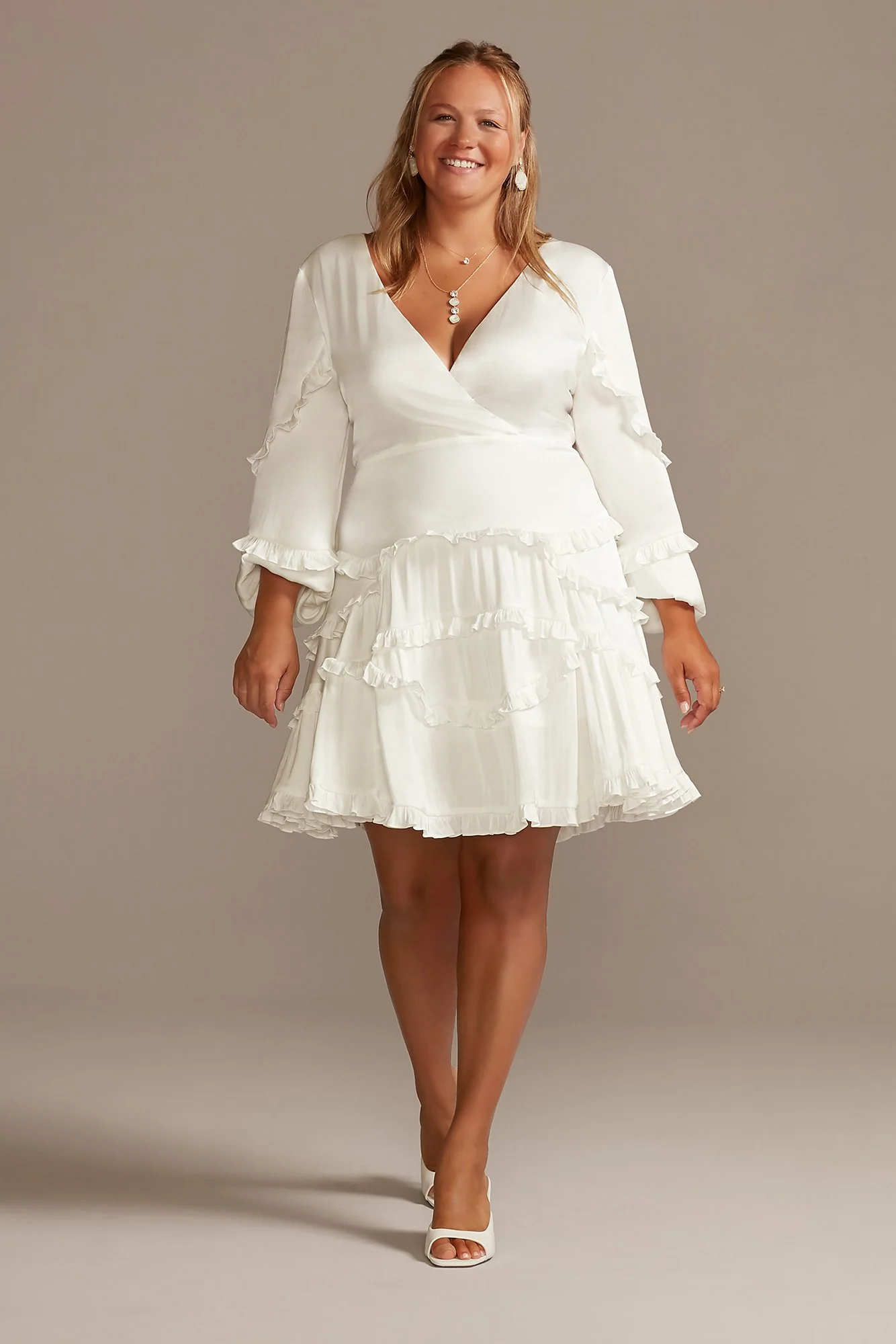 Charmeuse Ruffle Mini Dress with Back Tie - Image 3