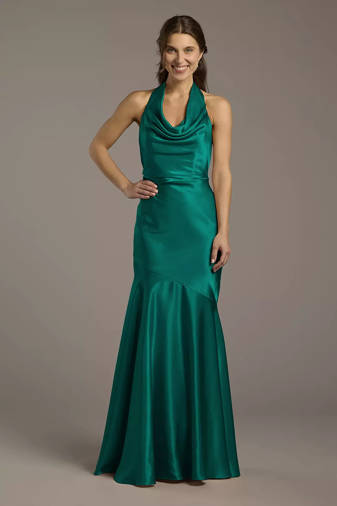 Charmeuse Soft Cowl Neck Sheath Dress - Image 111