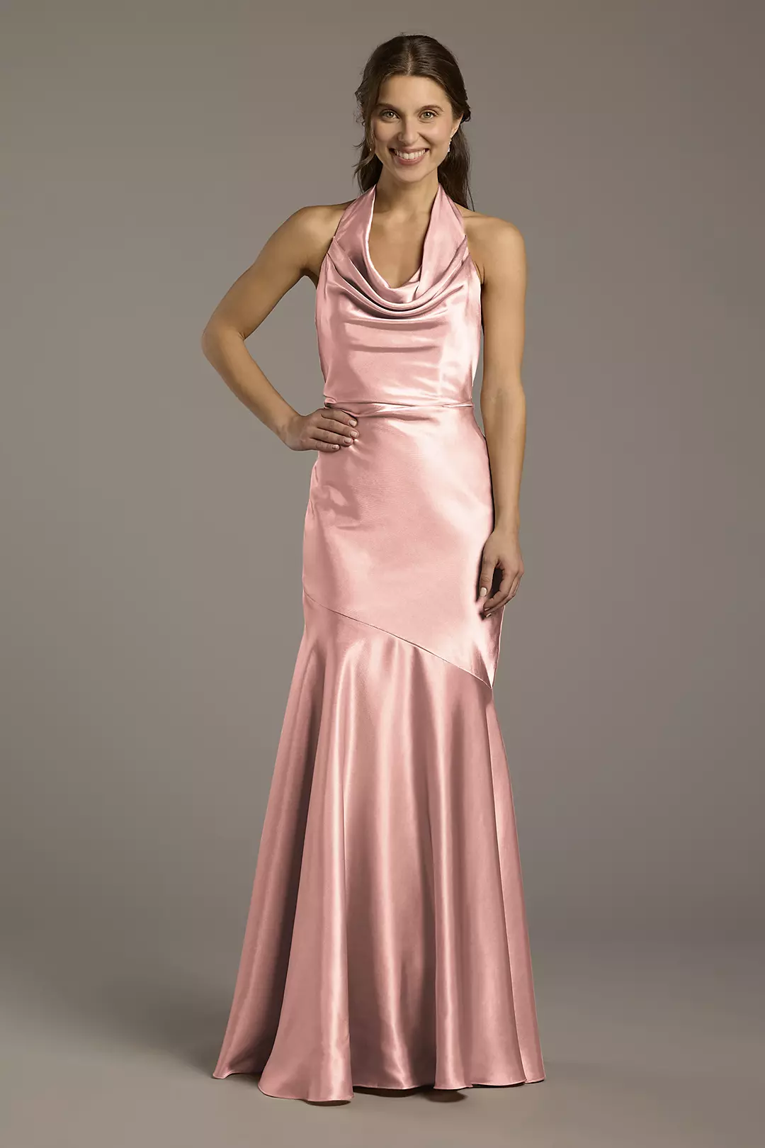 Charmeuse Soft Cowl Neck Sheath Dress - Image 192
