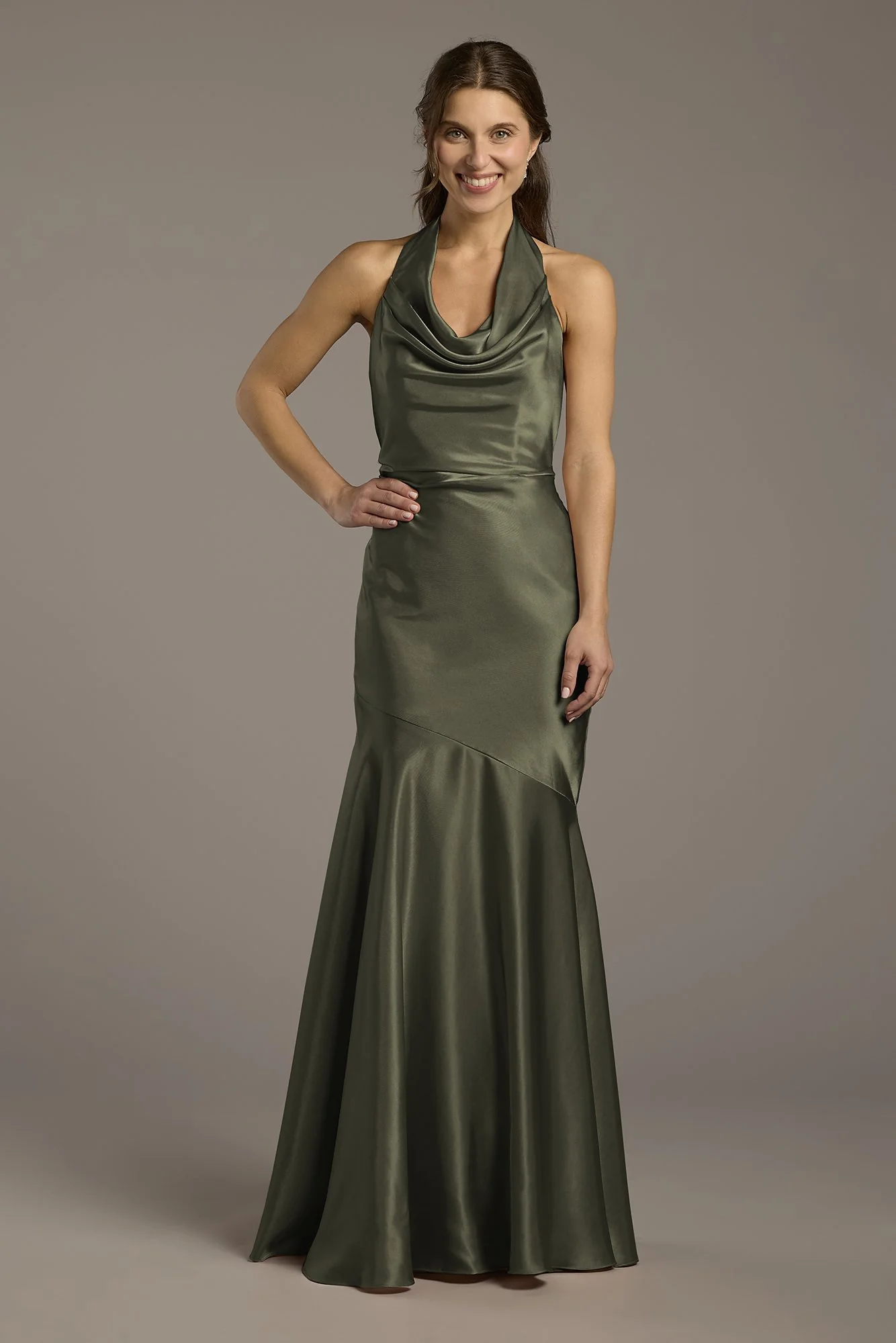 Charmeuse Soft Cowl Neck Sheath Dress - Image 47