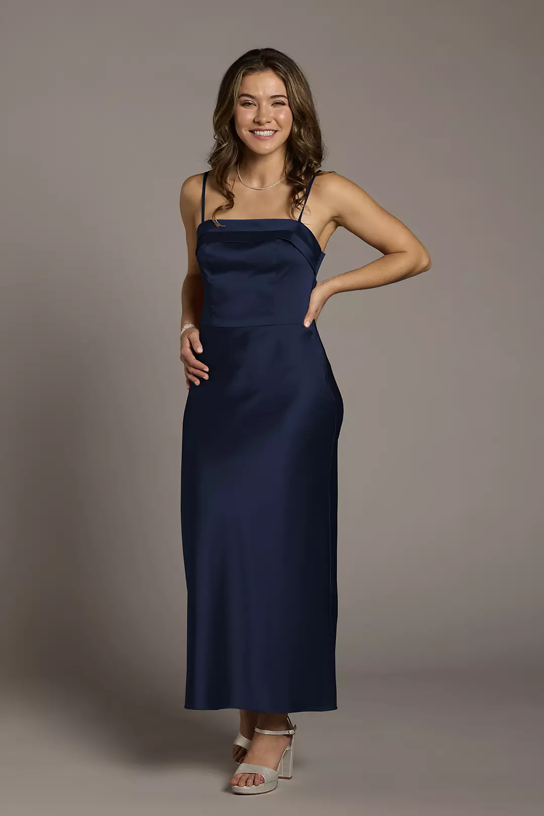 Charmeuse Spaghetti Strap Sheath Dress - Image 7