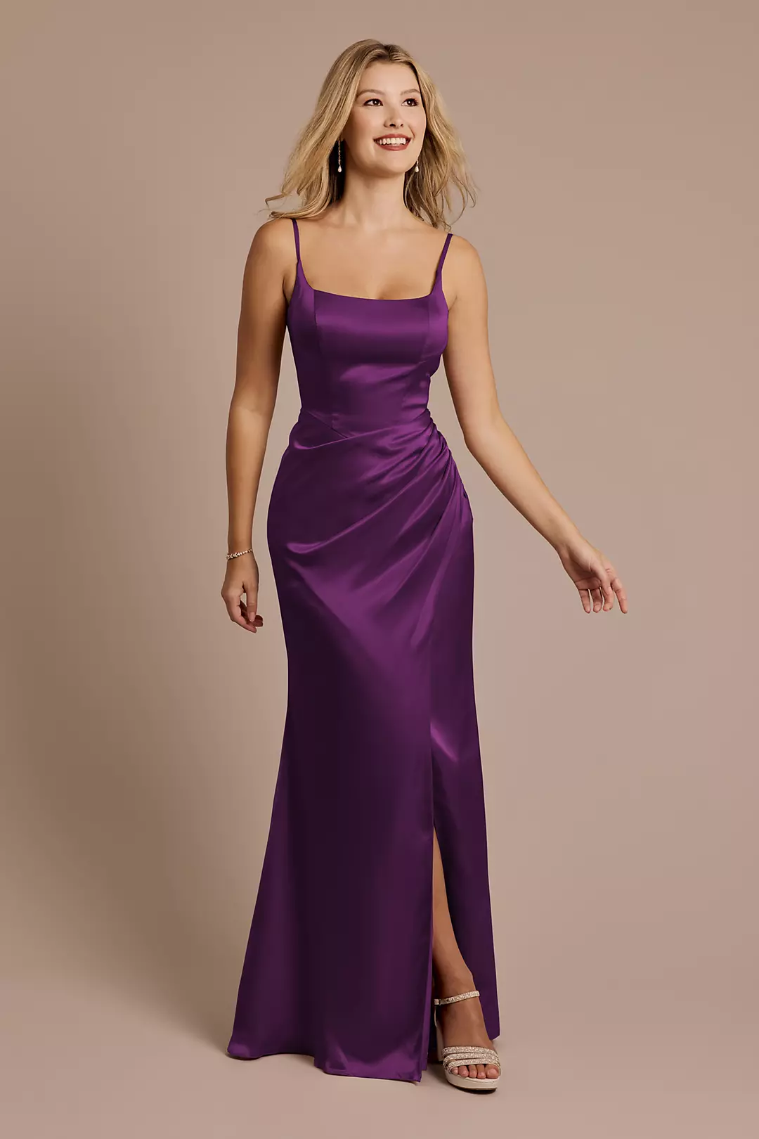 Charmeuse Square Neck Corset Sheath Dress - Image 49