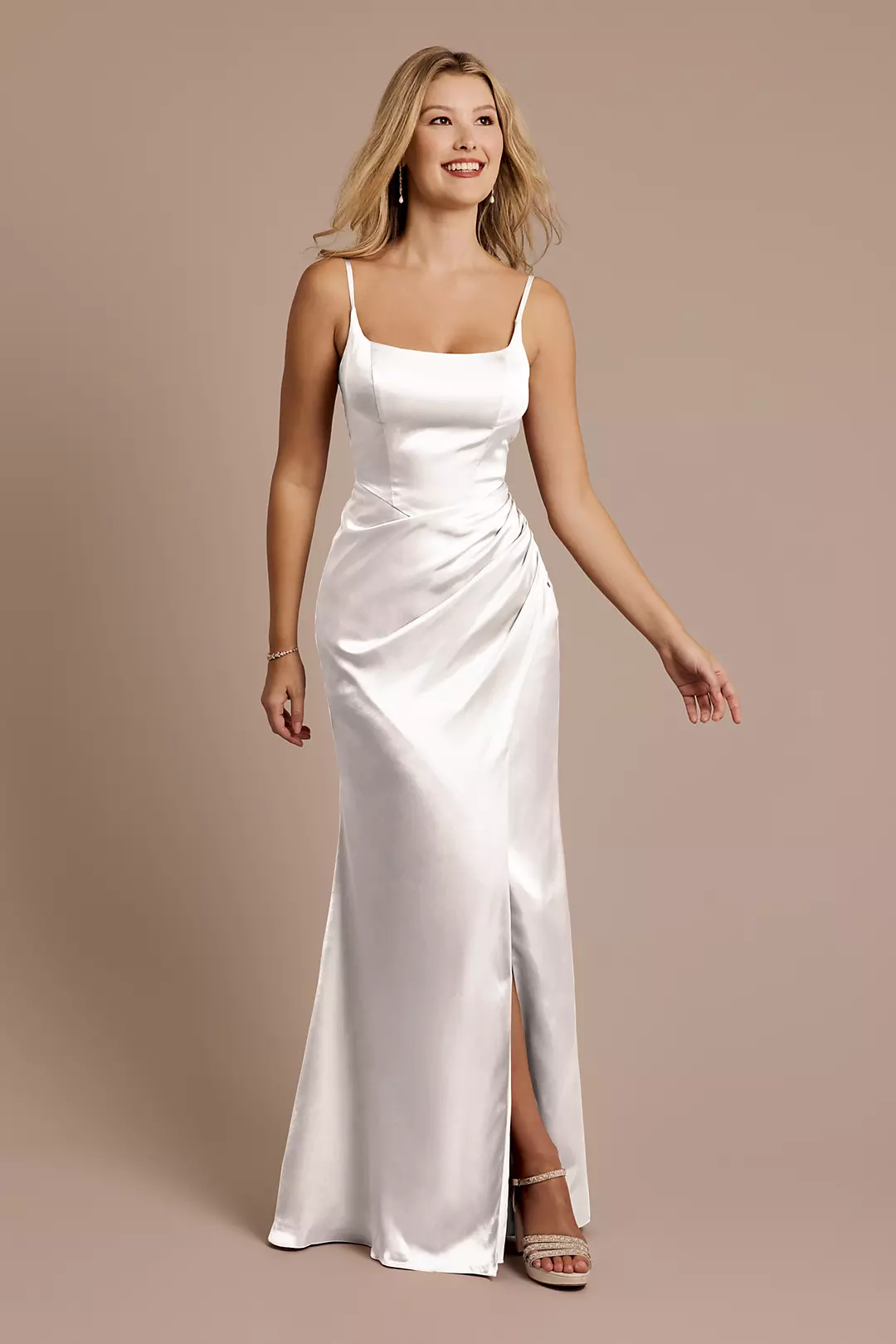 Charmeuse Square Neck Corset Sheath Dress - Image 56