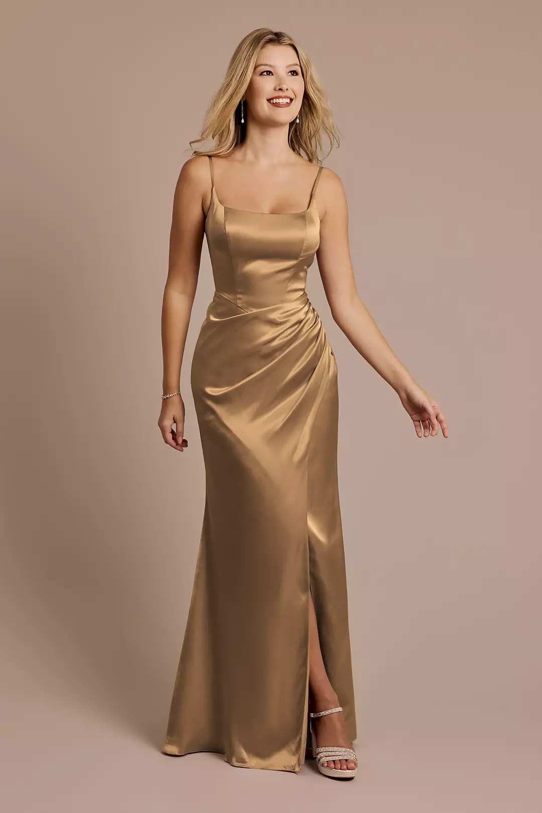 Charmeuse Square Neck Corset Sheath Dress - Image 82
