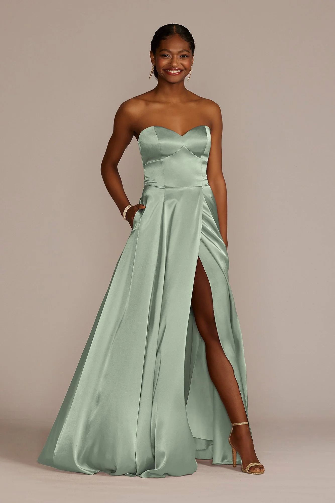 Charmeuse Strapless A-Line Dress - Image 4