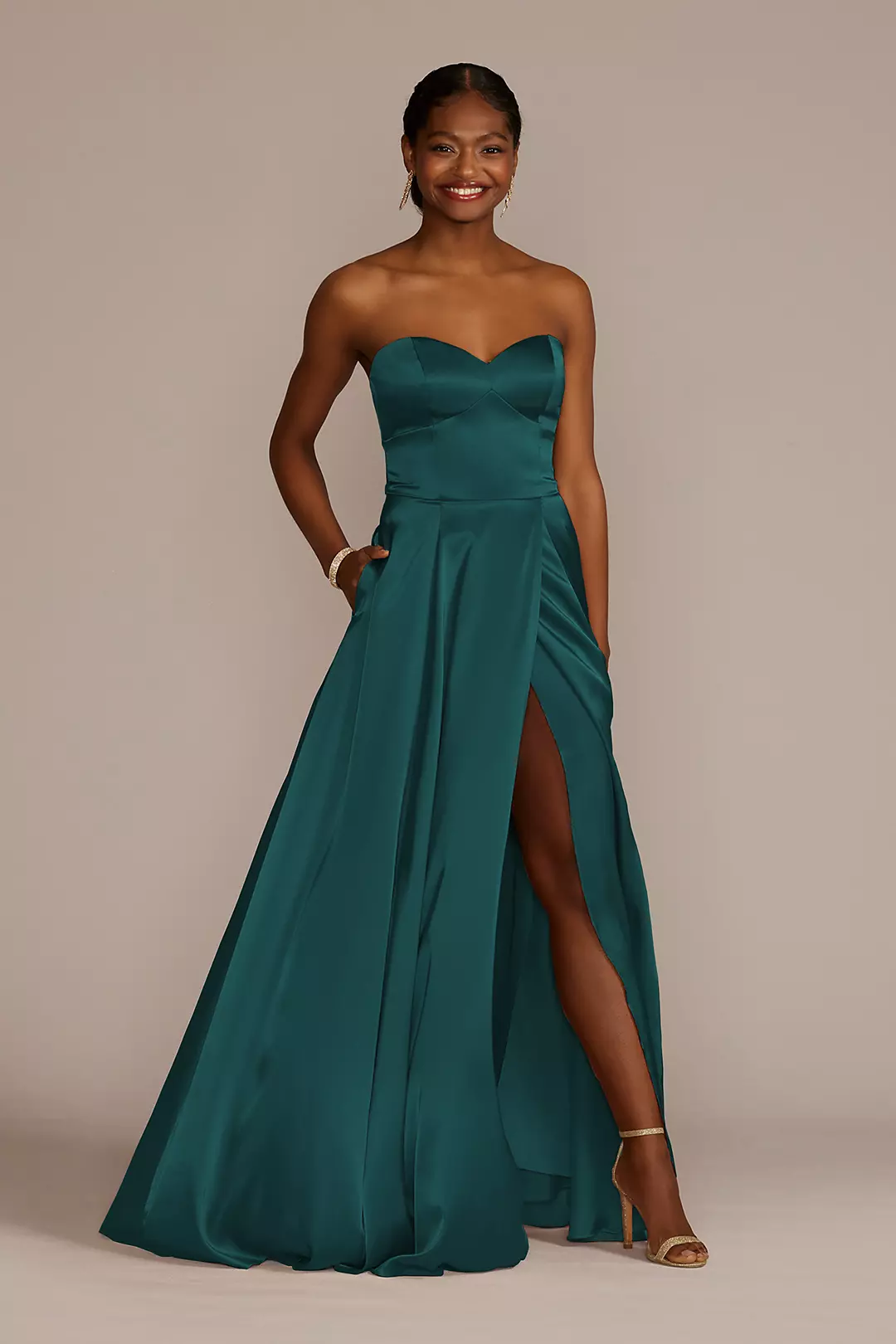 Charmeuse Strapless A-Line Dress - Image 49