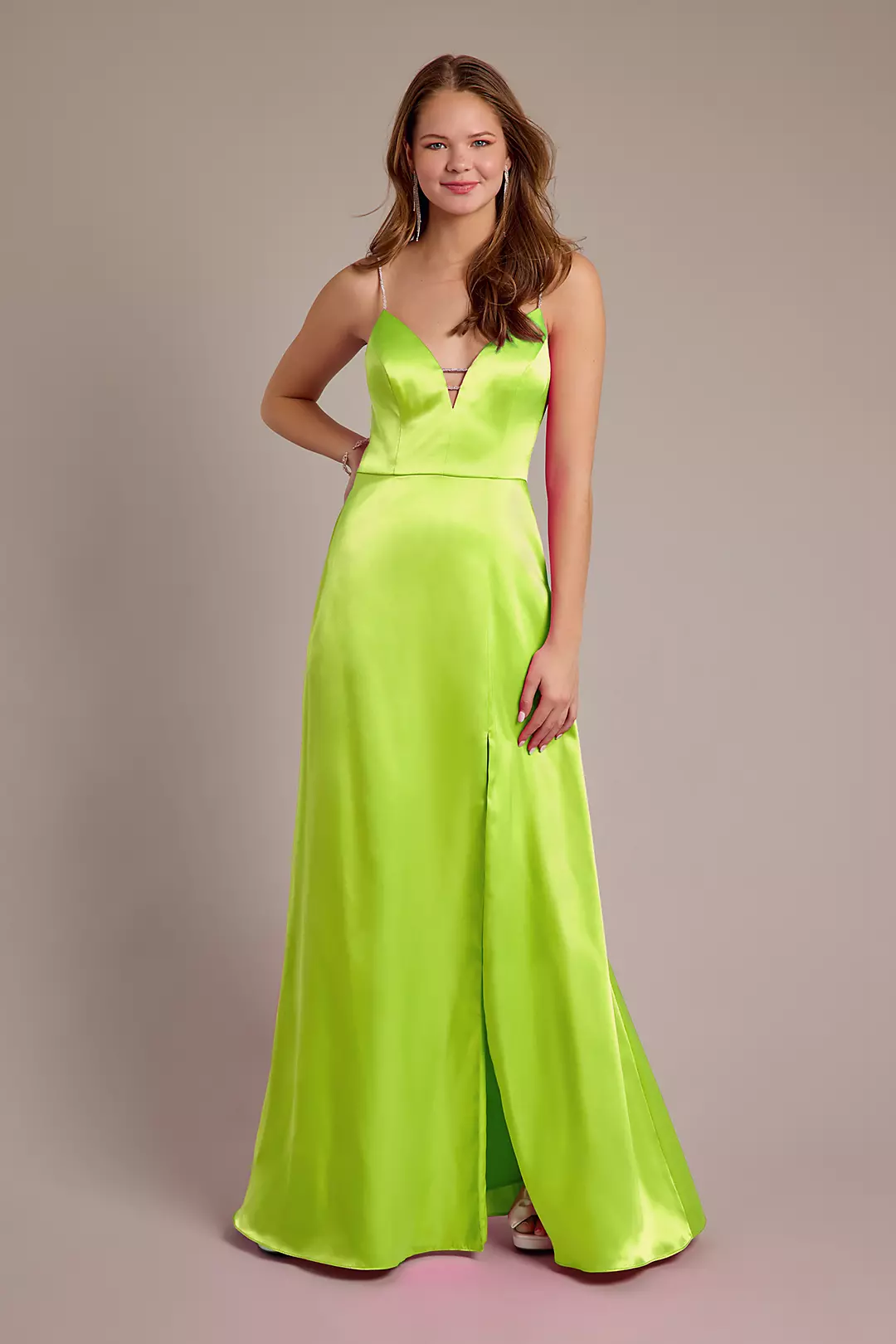 Charmeuse V-Neck Dress with Crystal Straps - Image 4