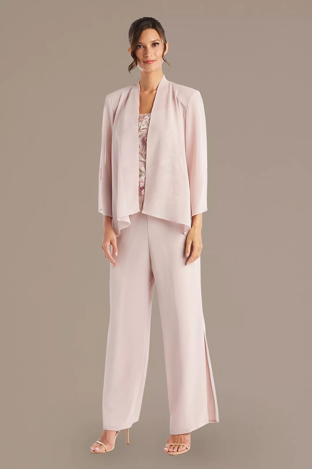 Chiffon 3-Piece Pantsuit Set with Slits - Image 9