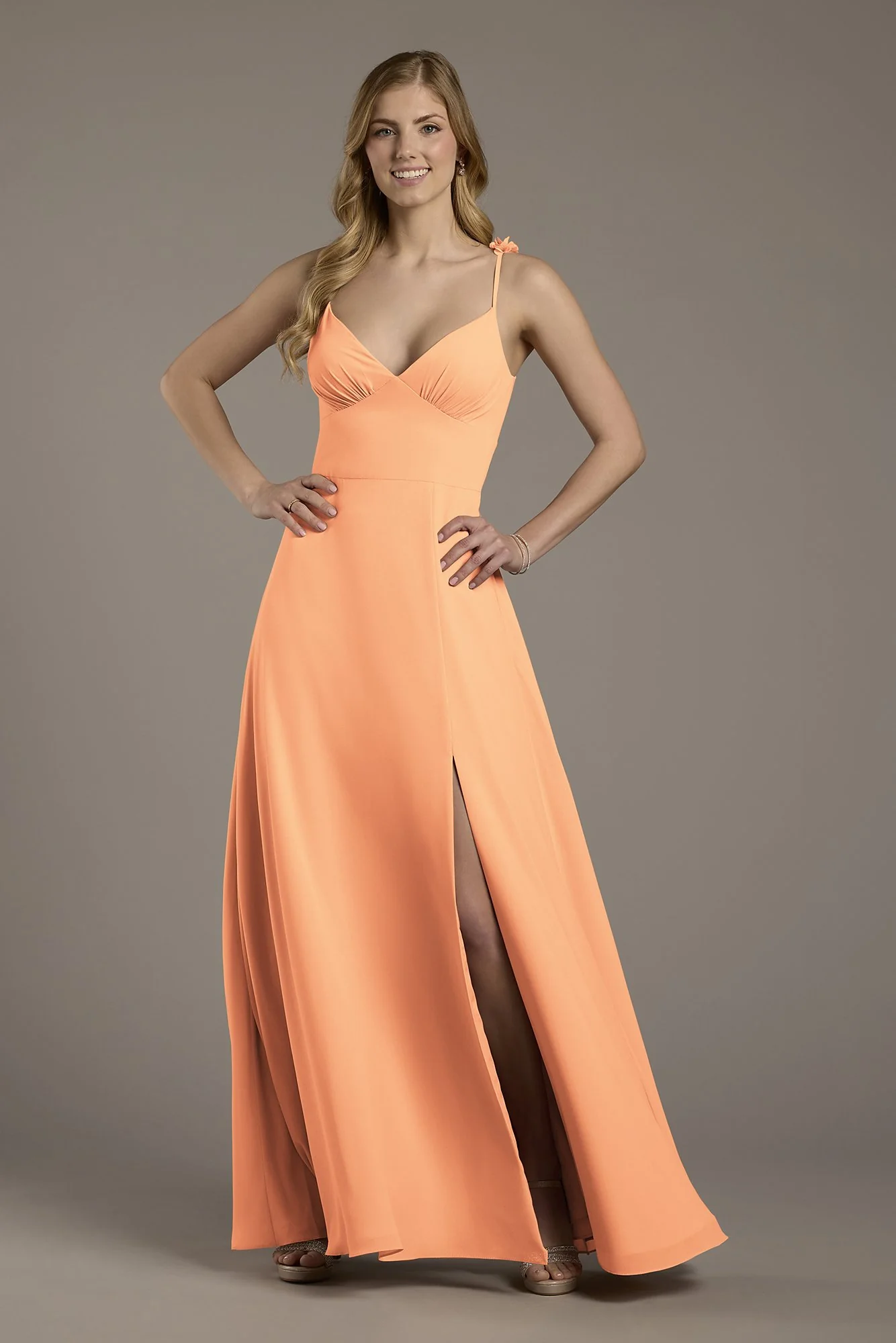 Chiffon A-Line Dress with Flower Straps - Image 20