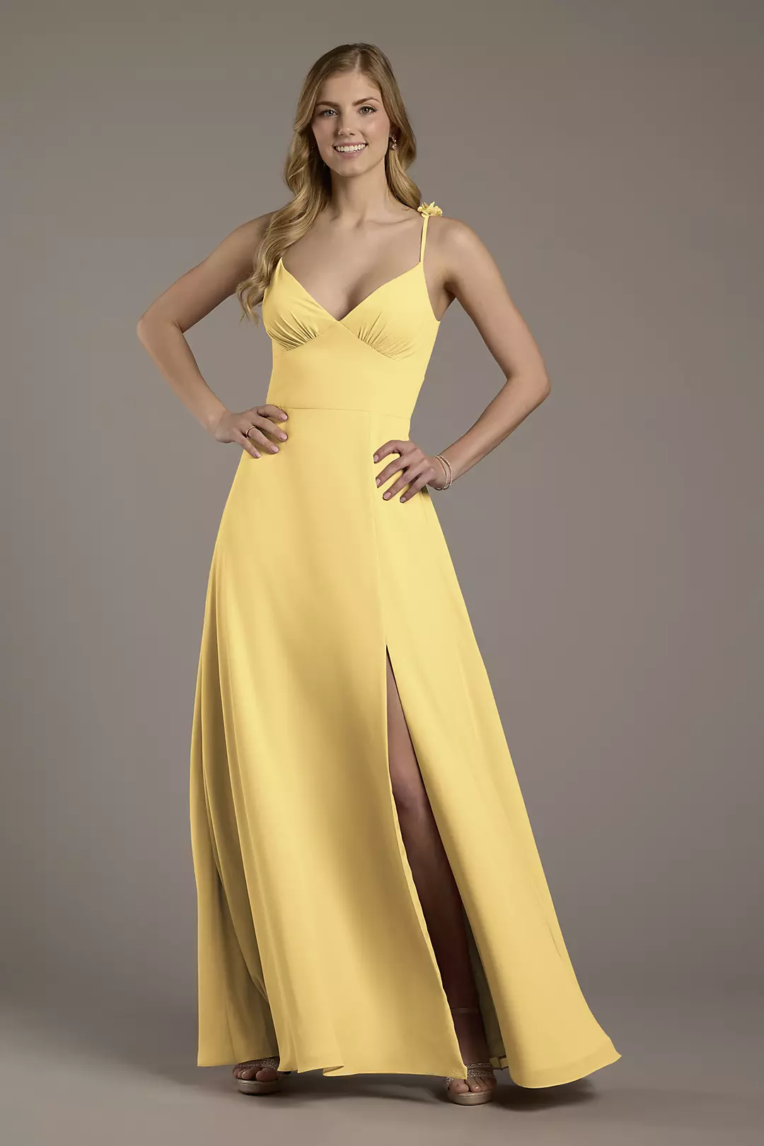 Chiffon A-Line Dress with Flower Straps - Image 25