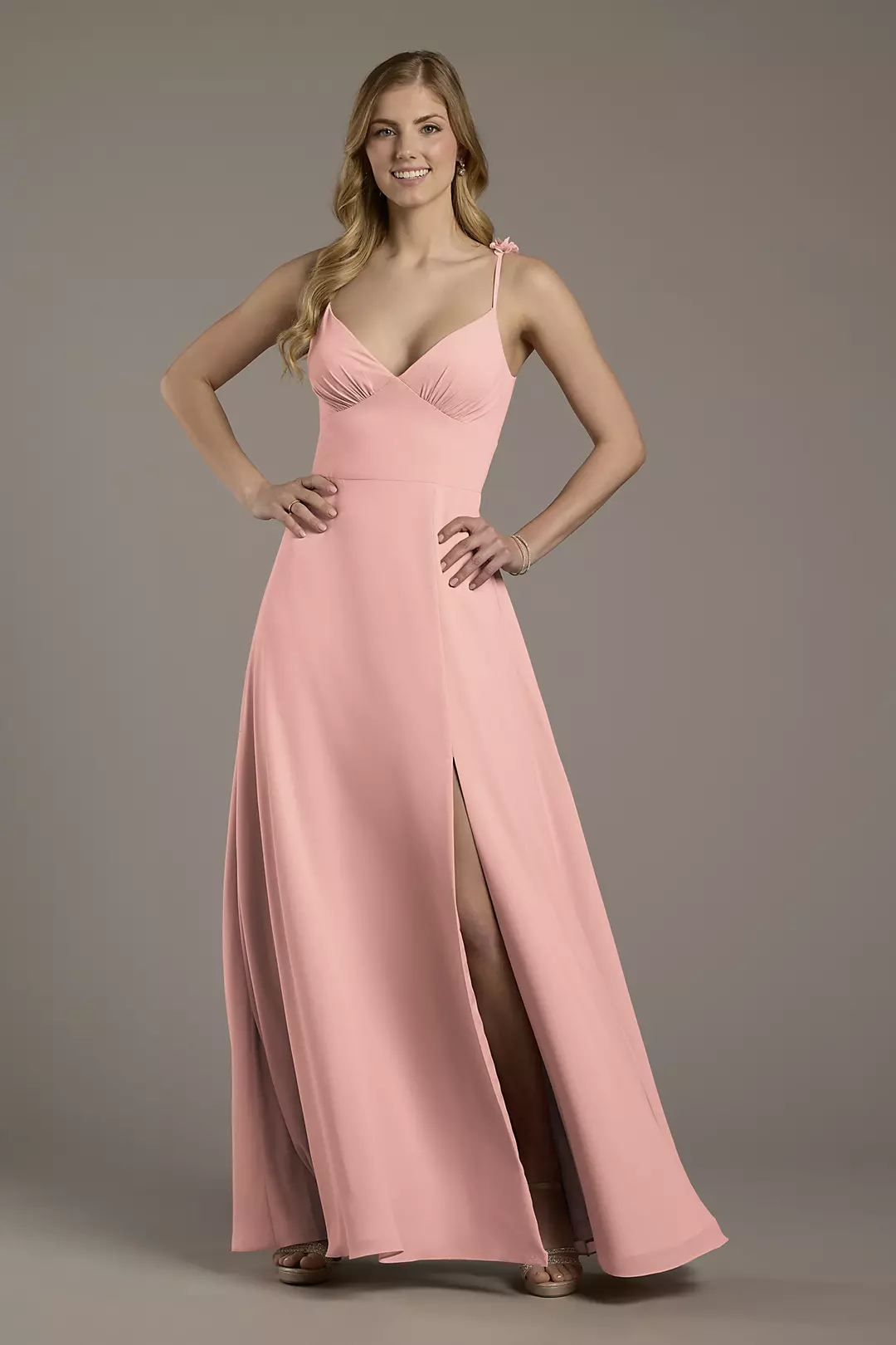 Chiffon A-Line Dress with Flower Straps - Image 26