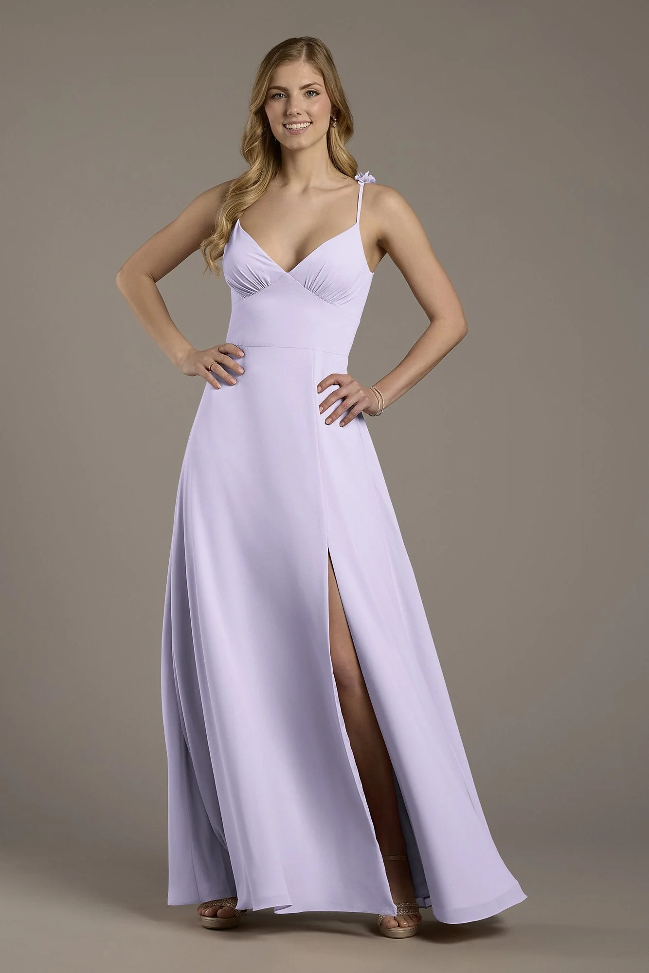 Chiffon A-Line Dress with Flower Straps - Image 51