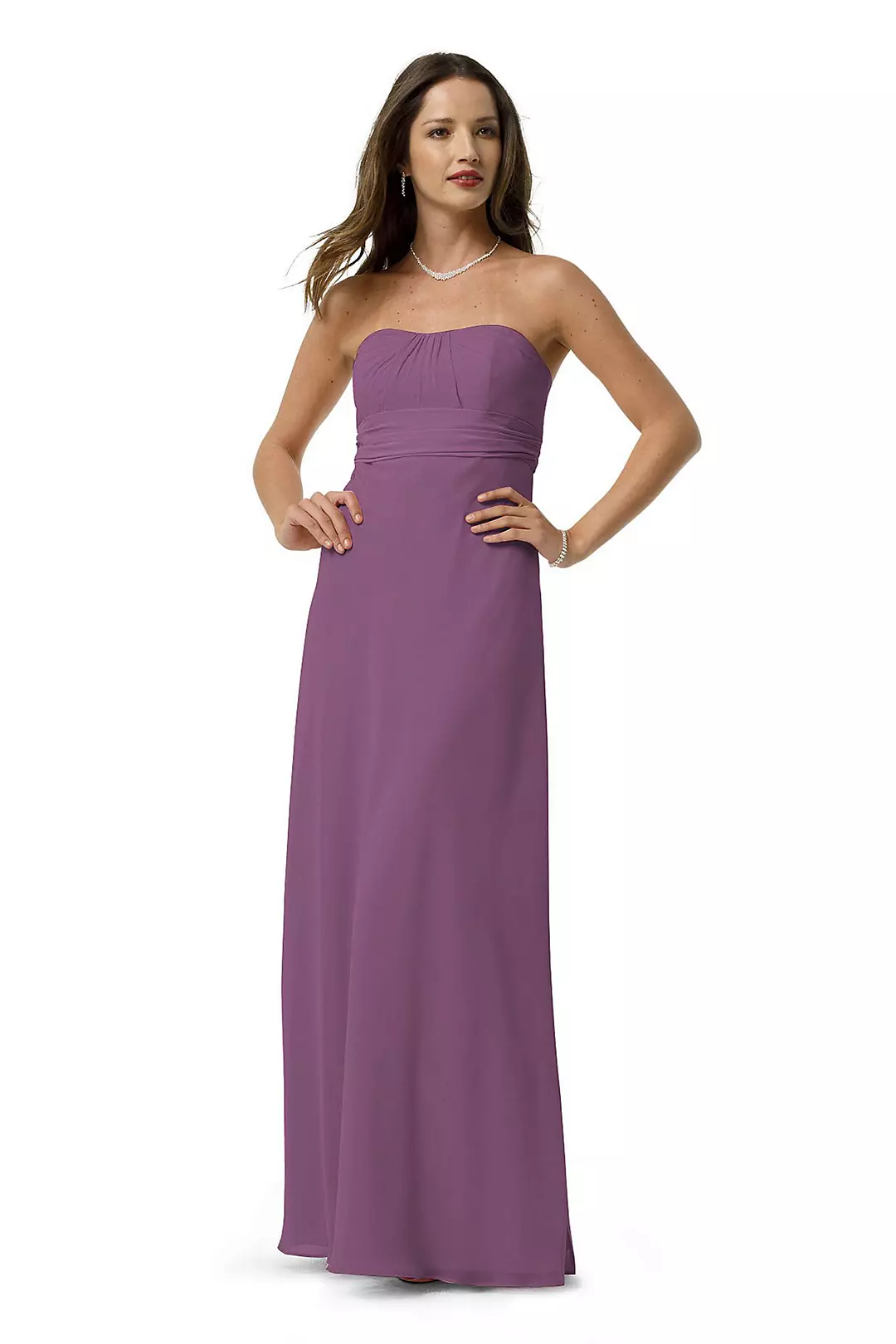 Chiffon A Line Strapless Dress with Pleated Bust - Image 10