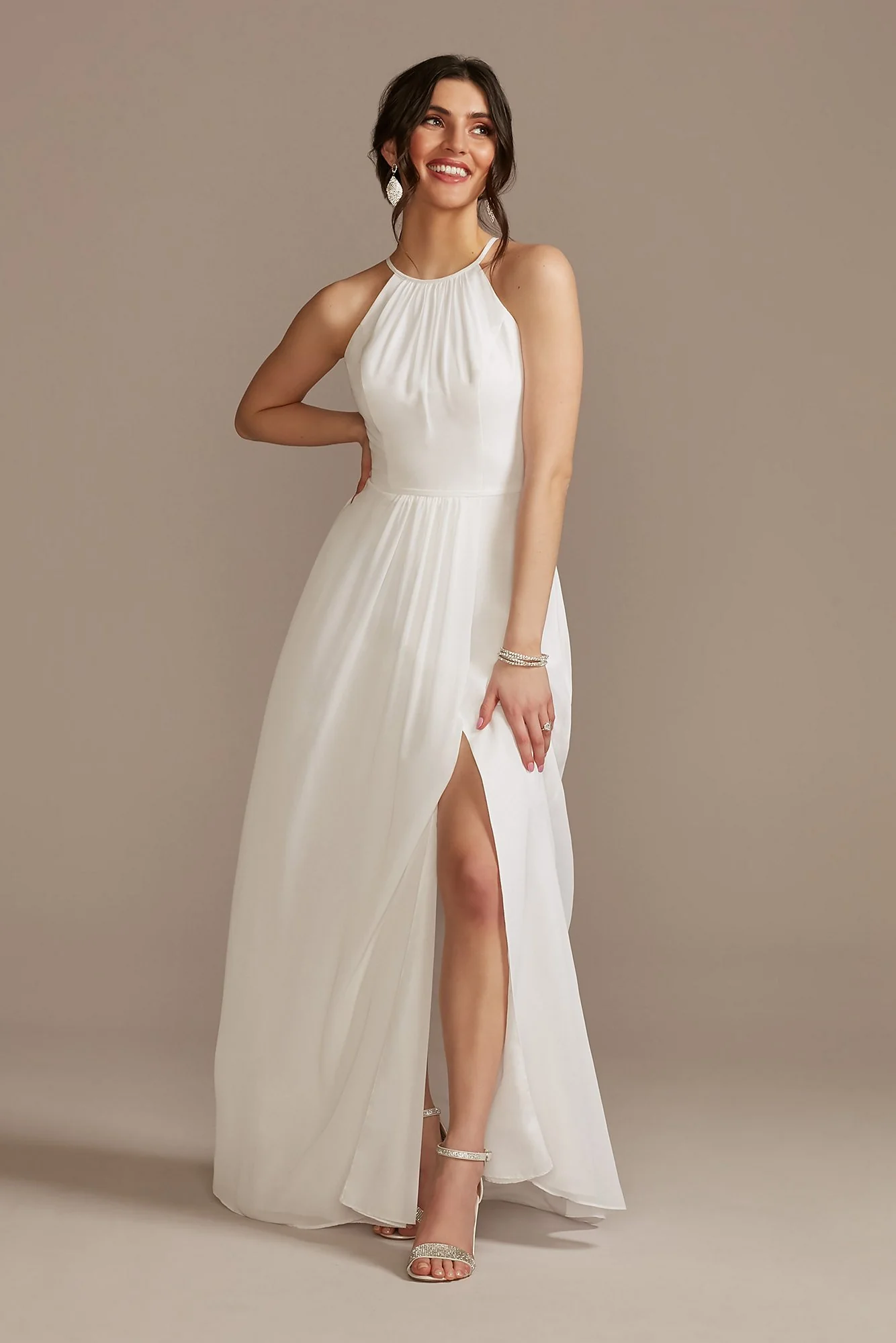 Chiffon A-Line Wedding Dress with Tie Back