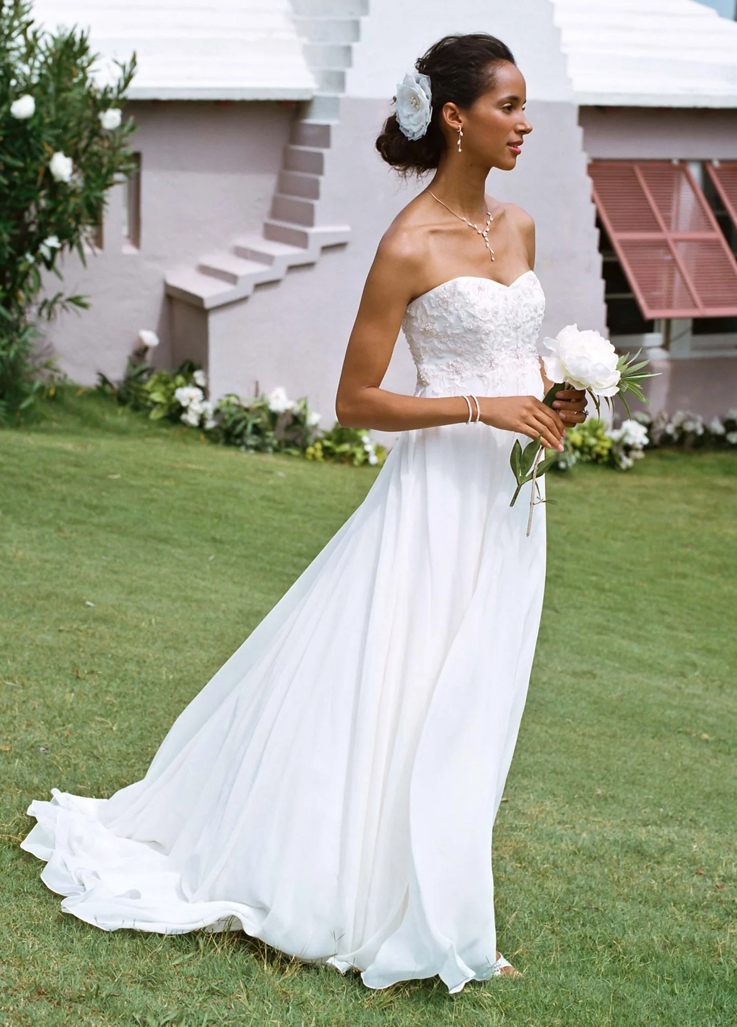 Chiffon A-line with Sweetheart Beaded Lace Bodice