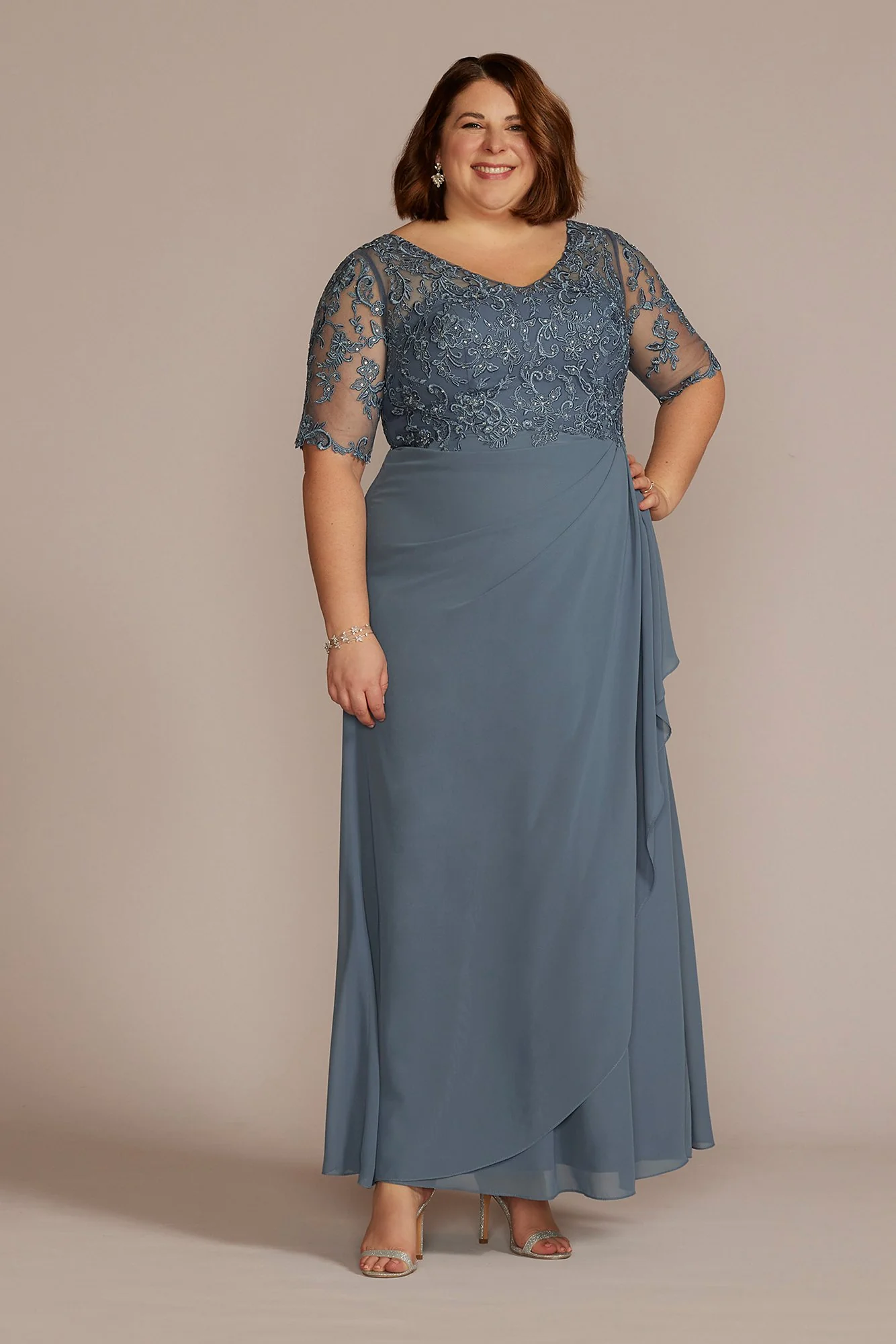 Chiffon and Lace Empire Waist Gown - Image 2