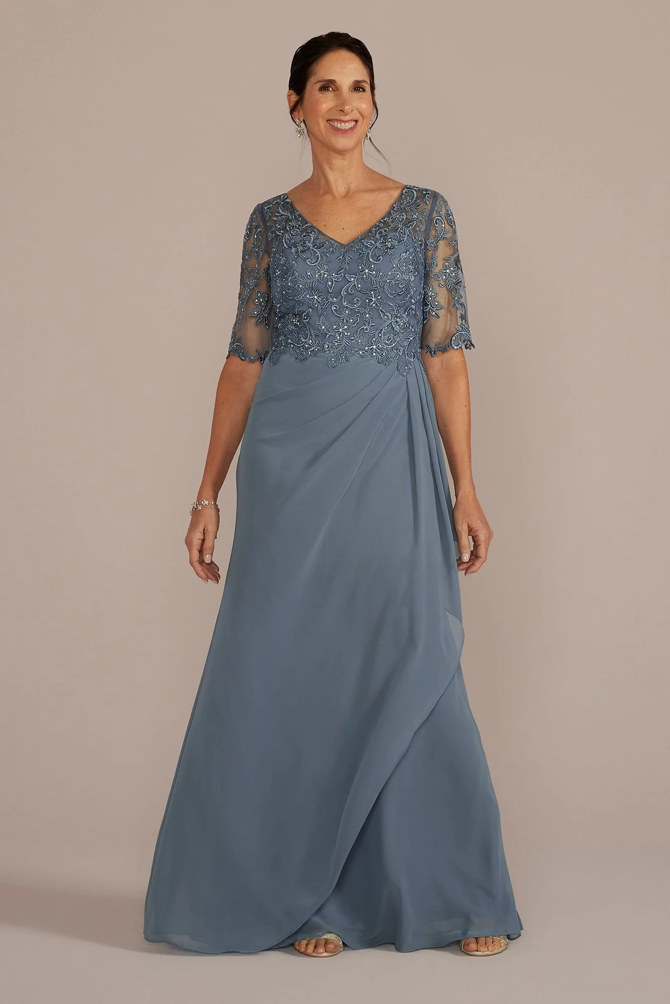 Chiffon and Lace Empire Waist Gown - Image 3