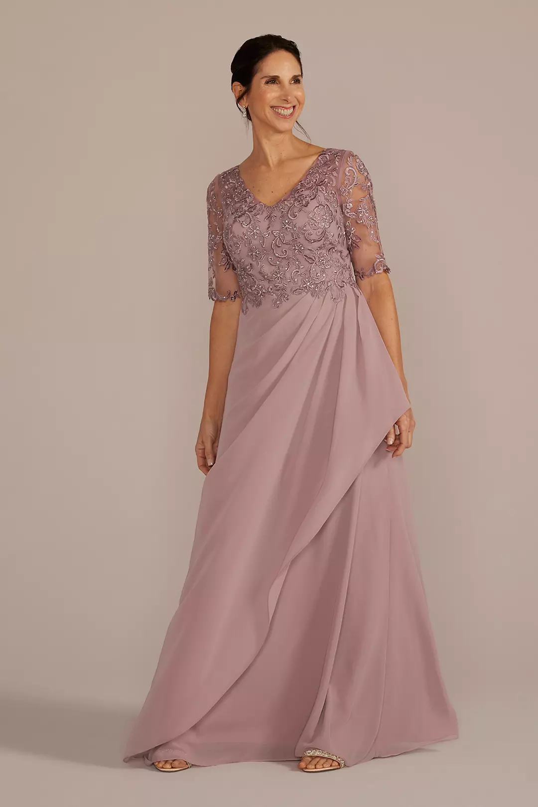 Chiffon and Lace Empire Waist Gown - Image 4