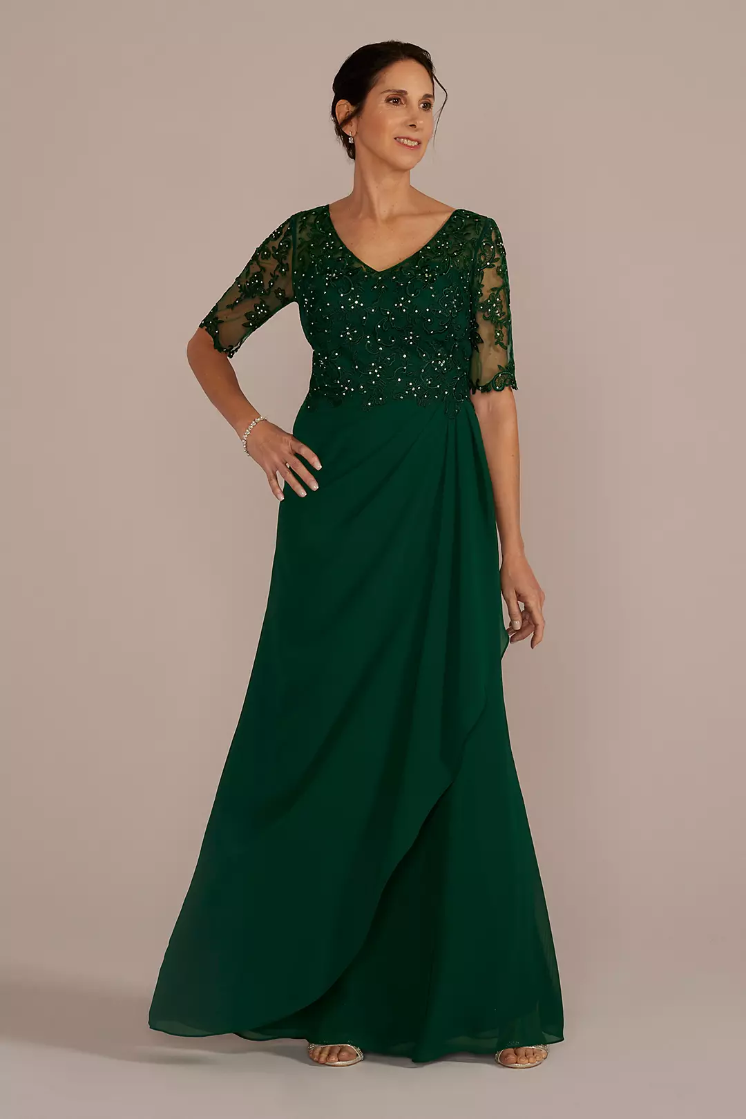 Chiffon and Lace Empire Waist Gown - Image 5